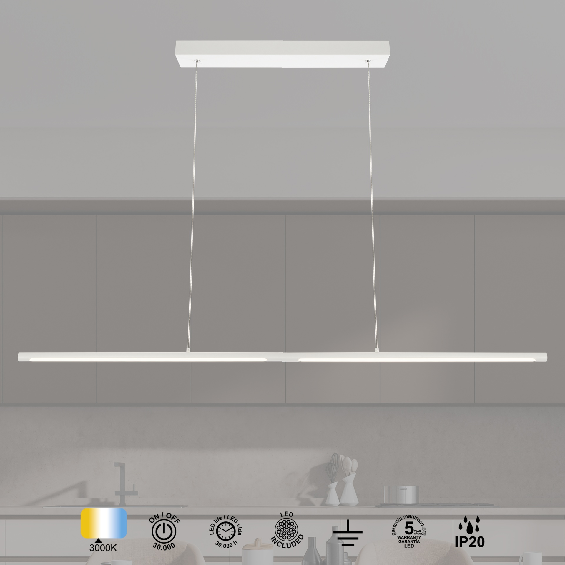 TORCH * PENDANT WHITE LED 22W 3000K