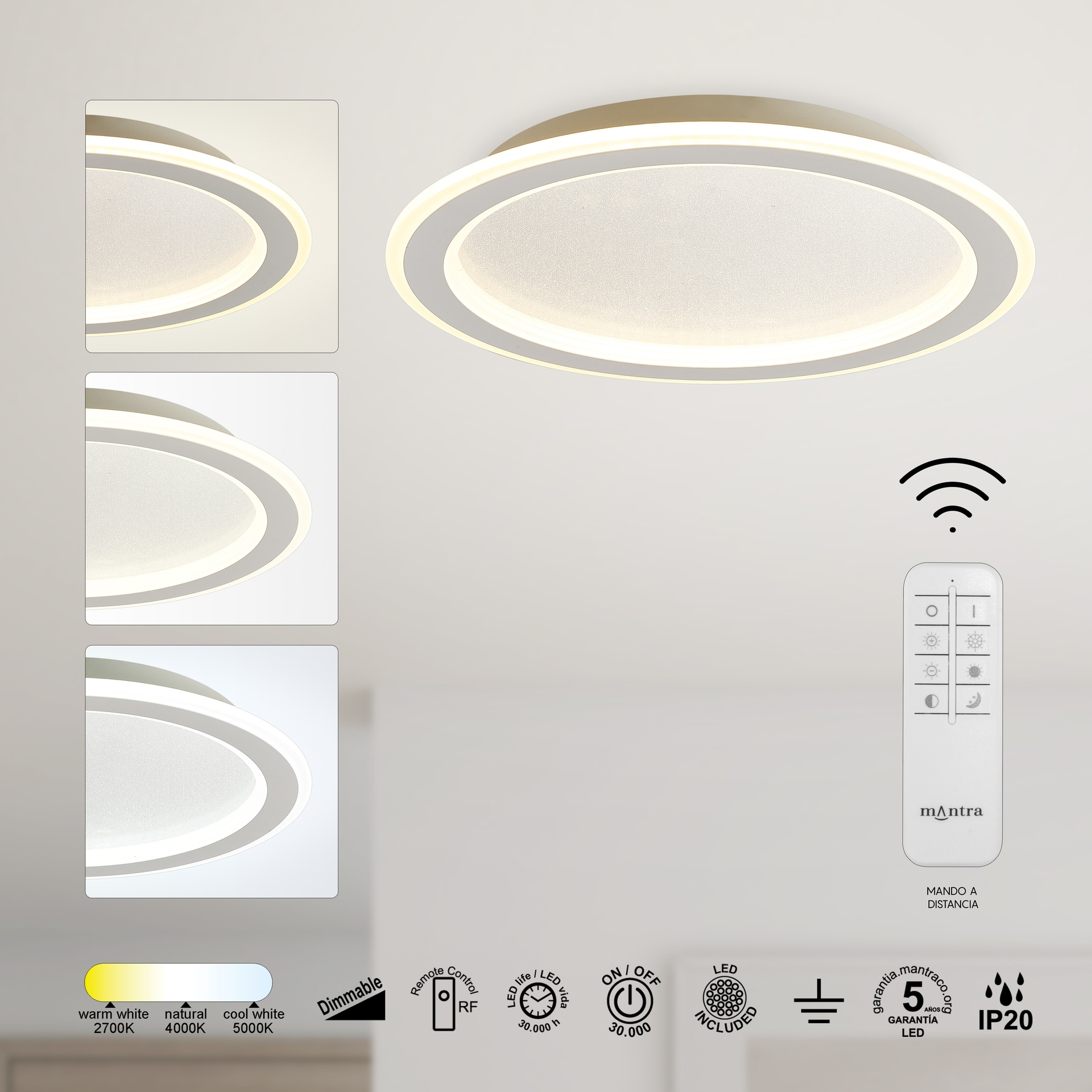 ***OFER/DES***  TULUM * LED CEILING 24W - DIMMABLE WITH REMOTE CONTROL - 3000-6000K