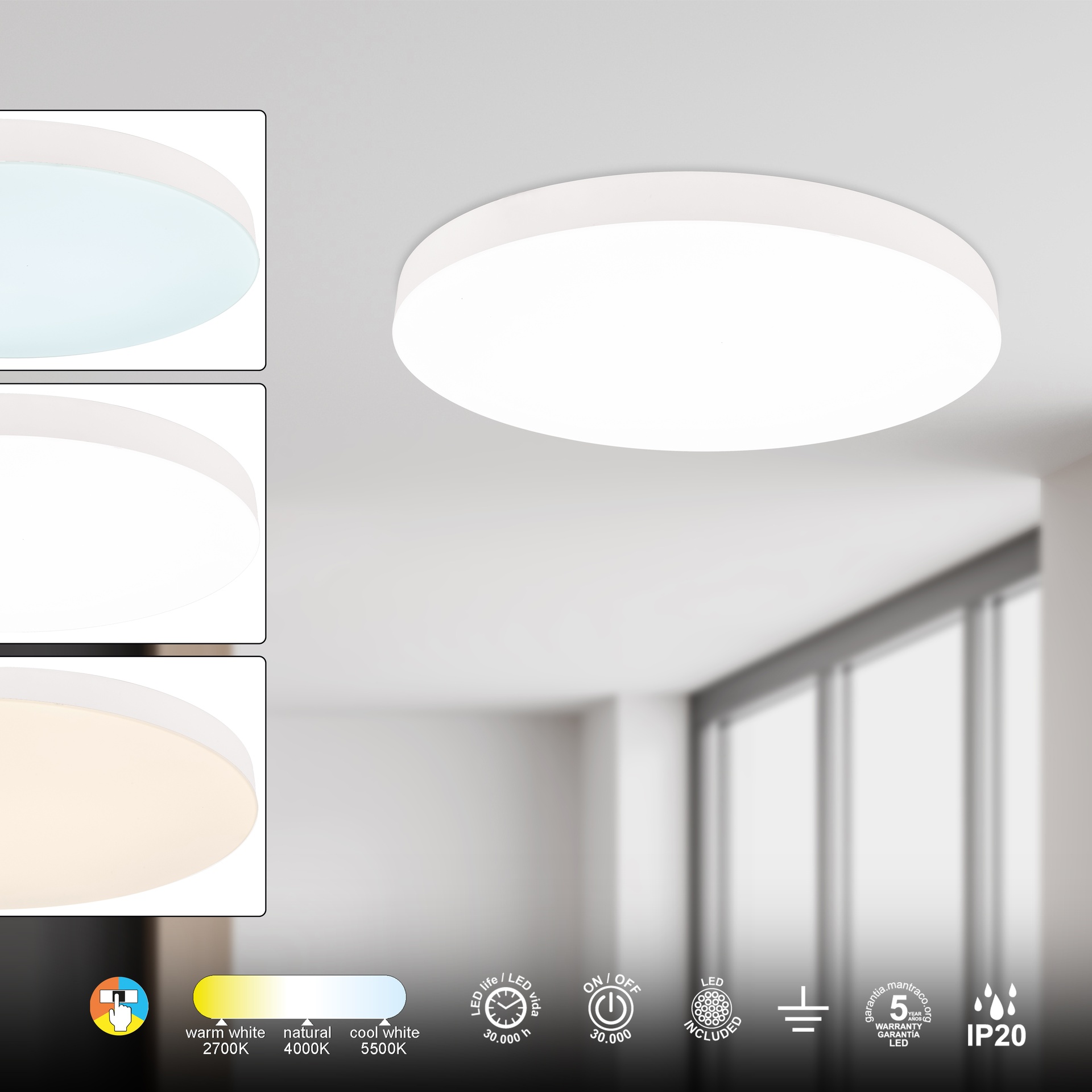 TURIN * Round LED Ceiling light  50W CCT - 60 CM