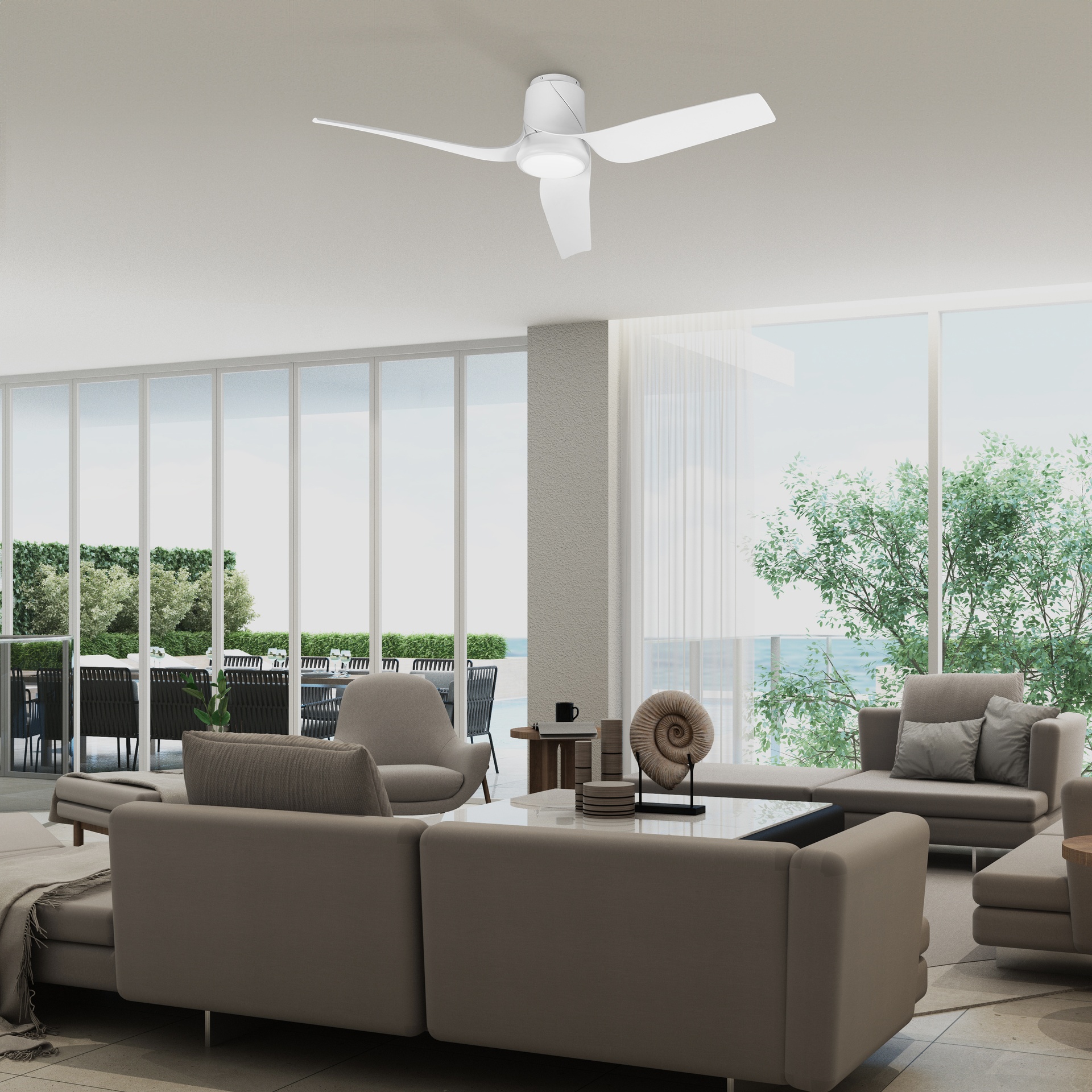 Ushuaia · Ventilador de aspas con luz · Blanco