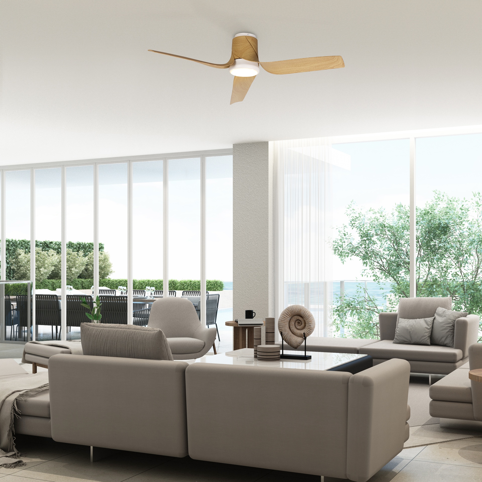 USHUAIA * CEILING / FAN - WHITE+WOOD