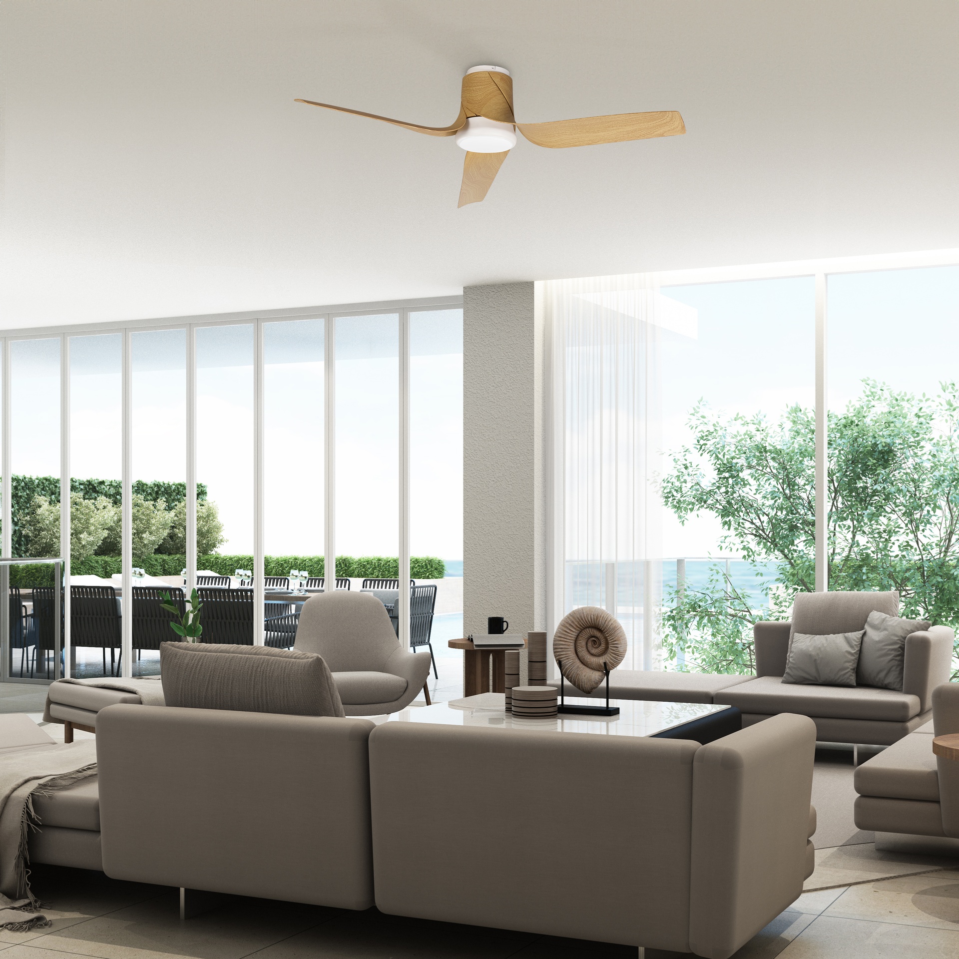 USHUAIA * CEILING / FAN - WHITE+WOOD