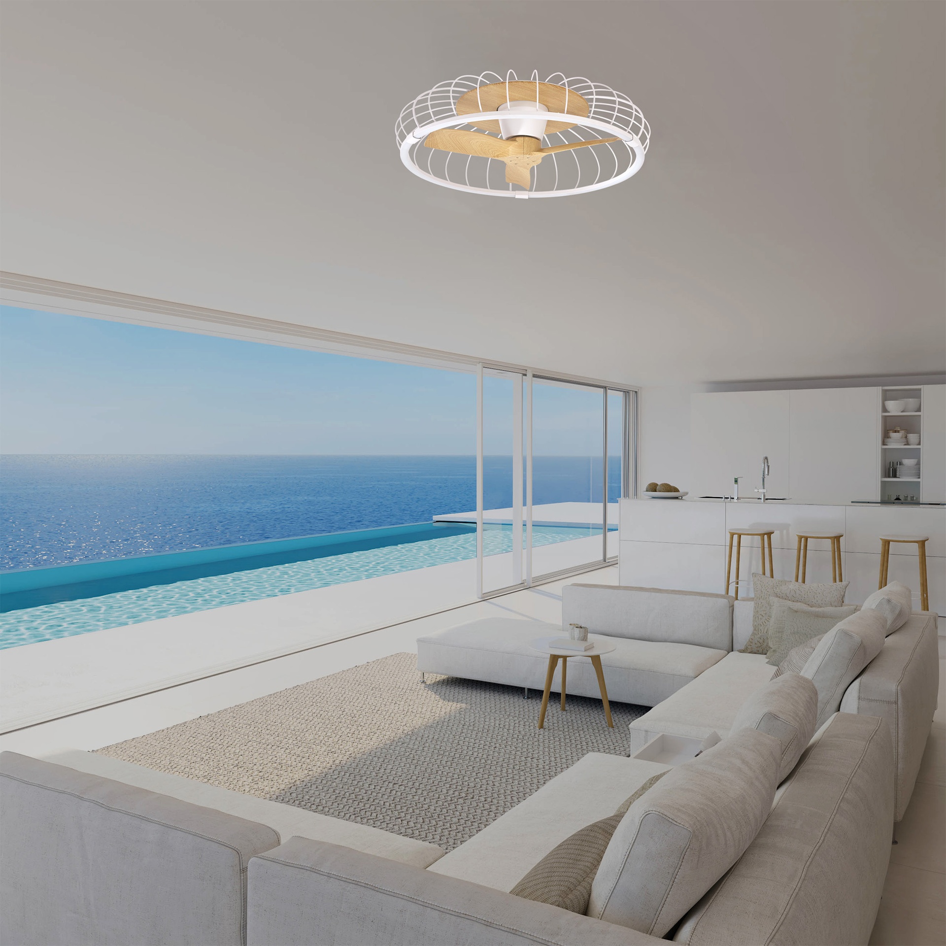 ***DES*** NATURE * VENTILATORE A SOFFITTO LED BIANCO/HAYA CON TELECOMANDO