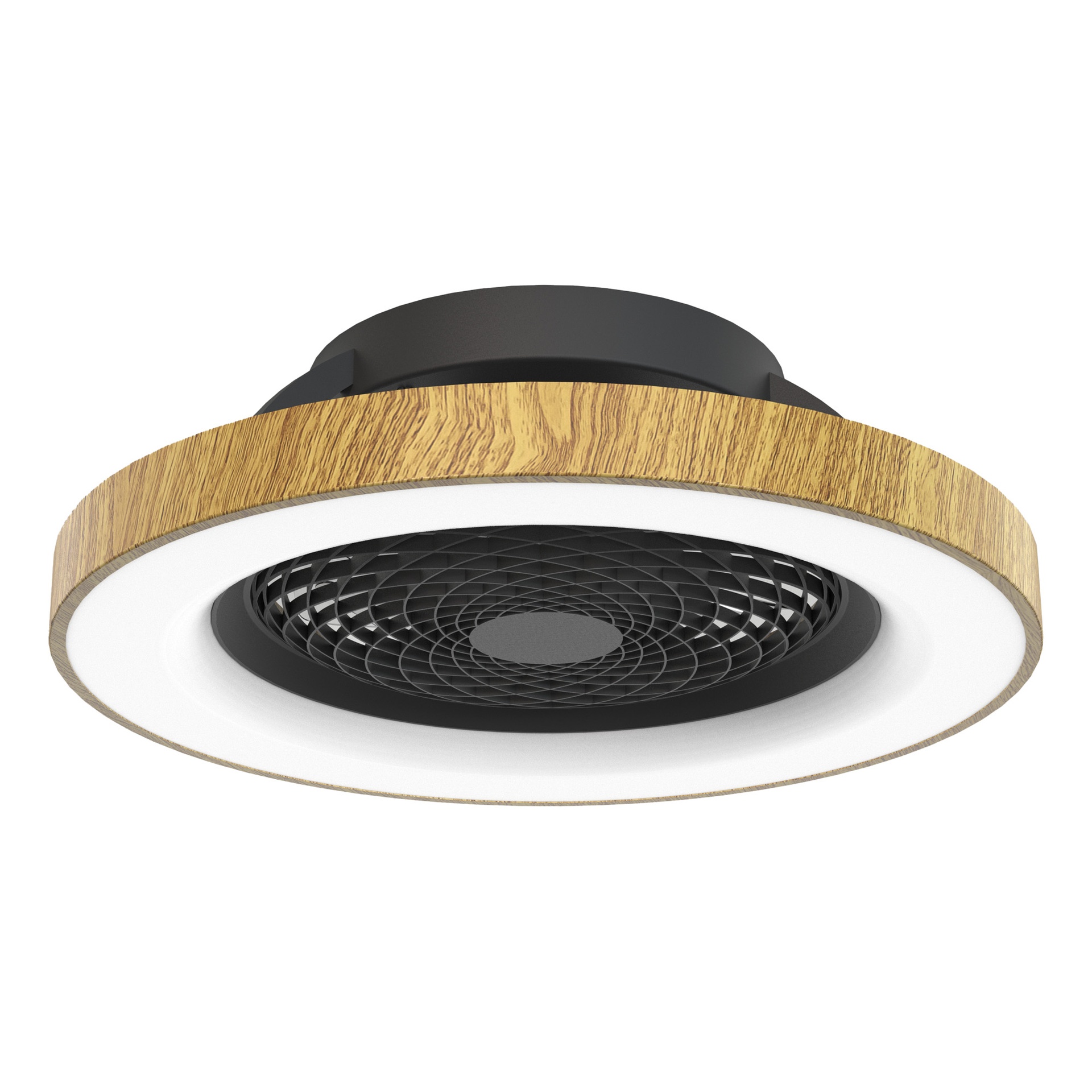 Tíbet · Plafón-ventilador de aspas ocultas con luz · Negra / Madera