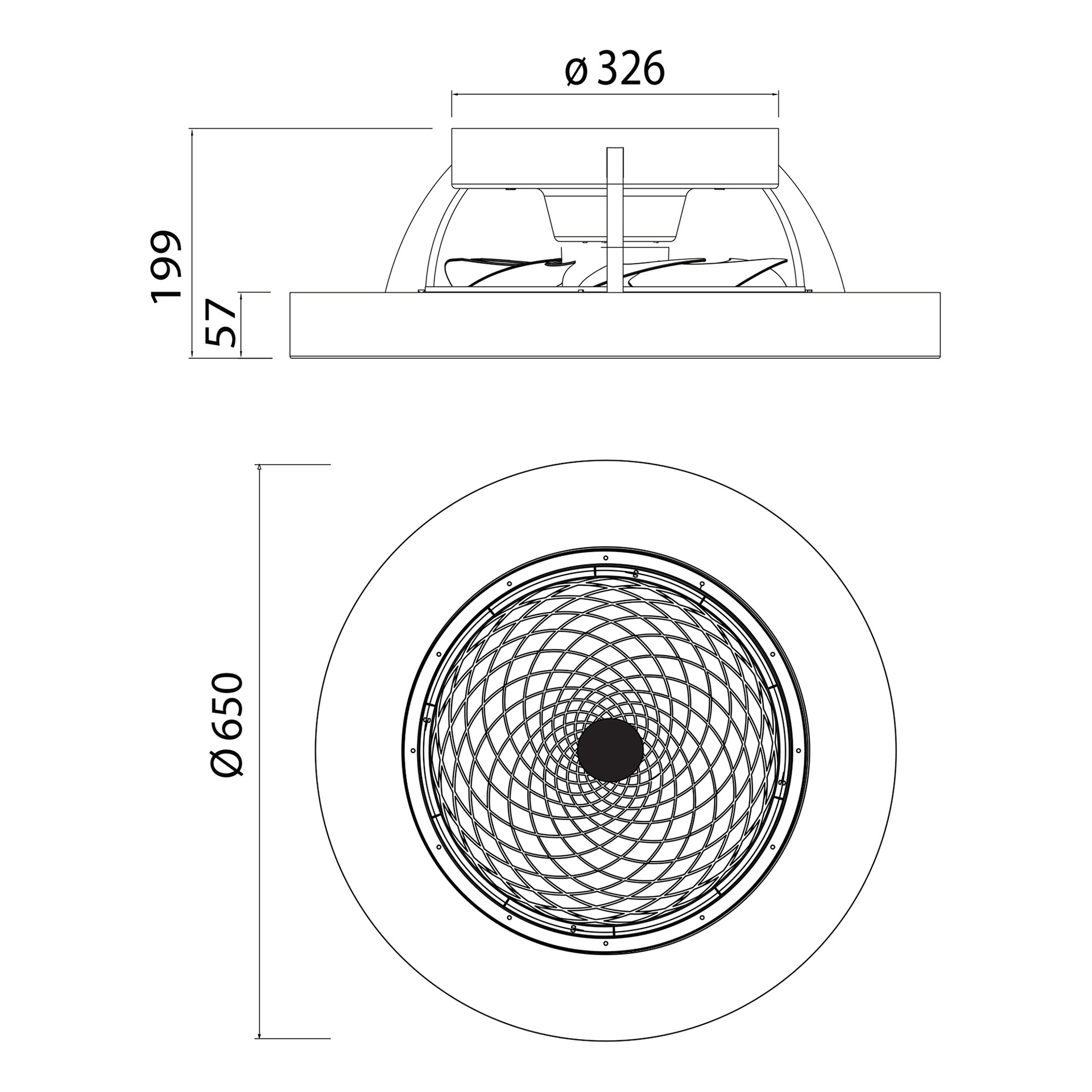 Tíbet · Plafón-ventilador de aspas ocultas con luz · Negra / Madera