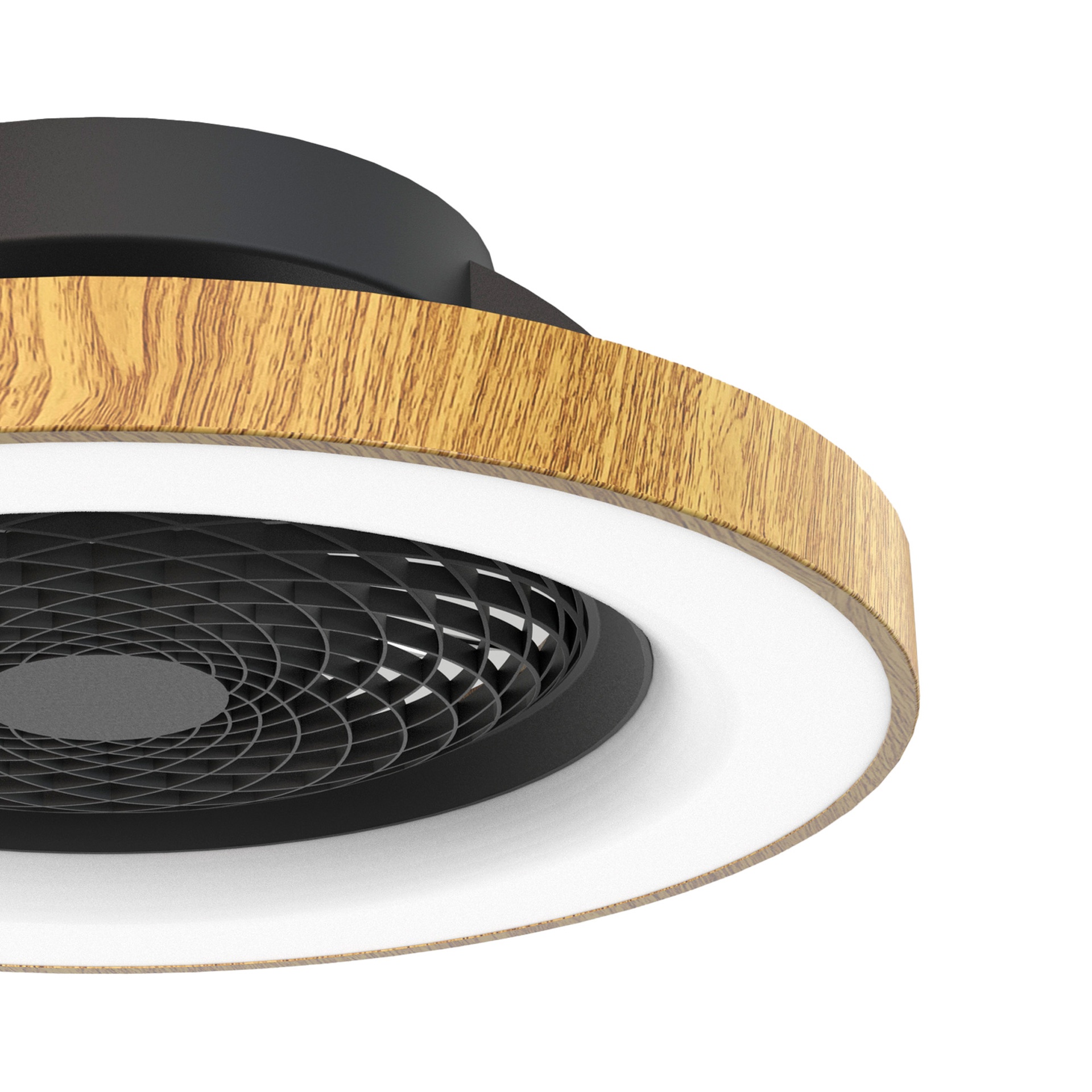 Tíbet · Plafón-ventilador de aspas ocultas con luz · Negra / Madera
