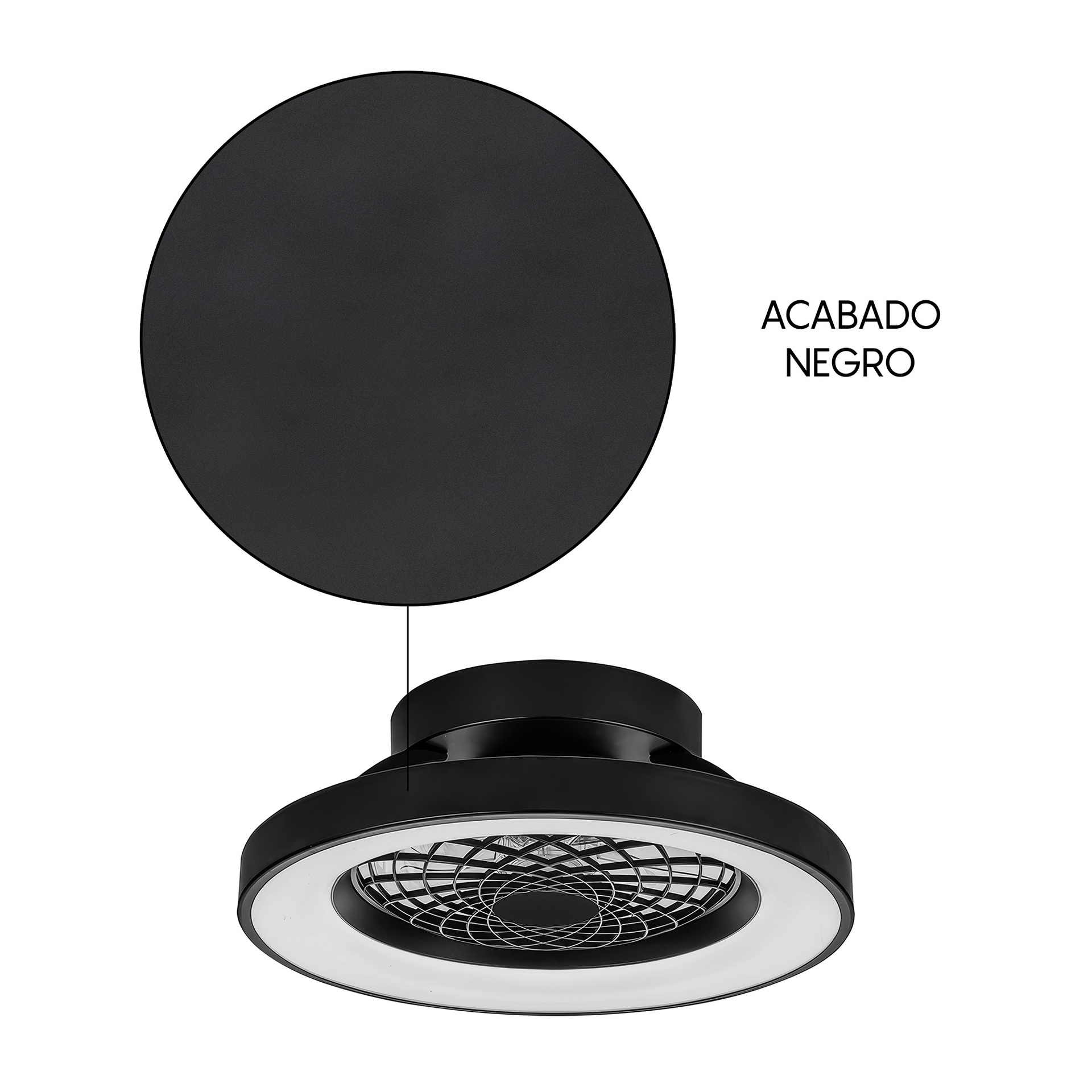 Tíbet Mini · Plafón-ventilador de aspas ocultas con luz · Black