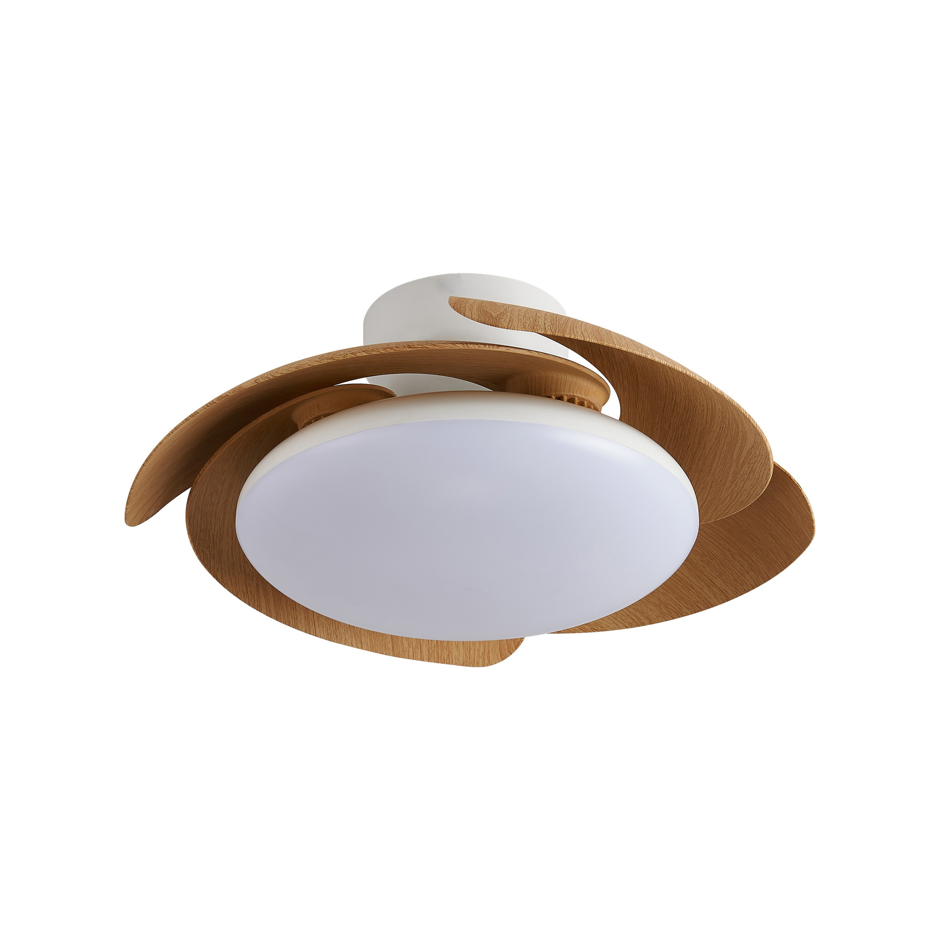 Aloha II · Ceiling fan with retractable blades and light · White / Wood