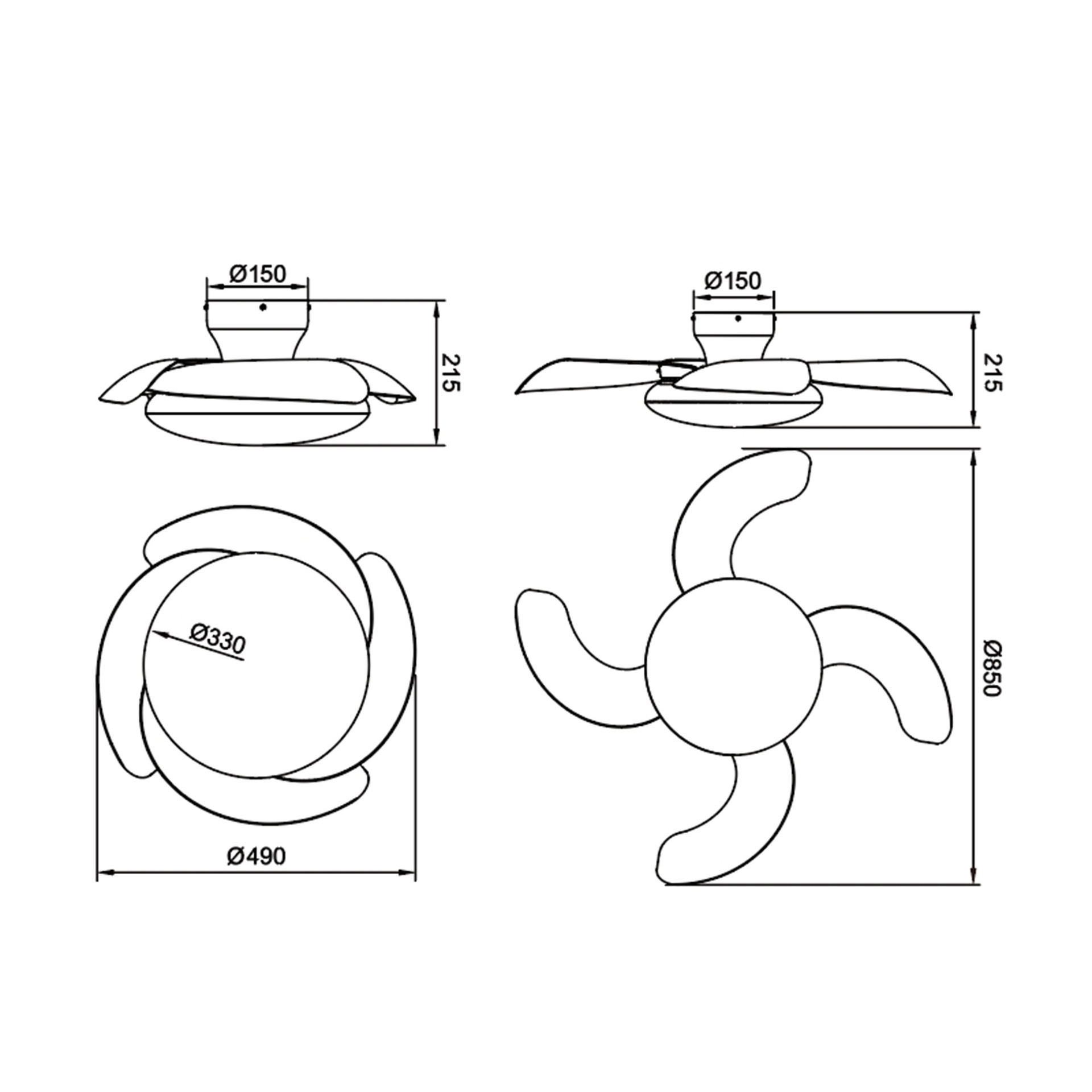 Aloha II · Ceiling fan with retractable blades and light · White / Wood