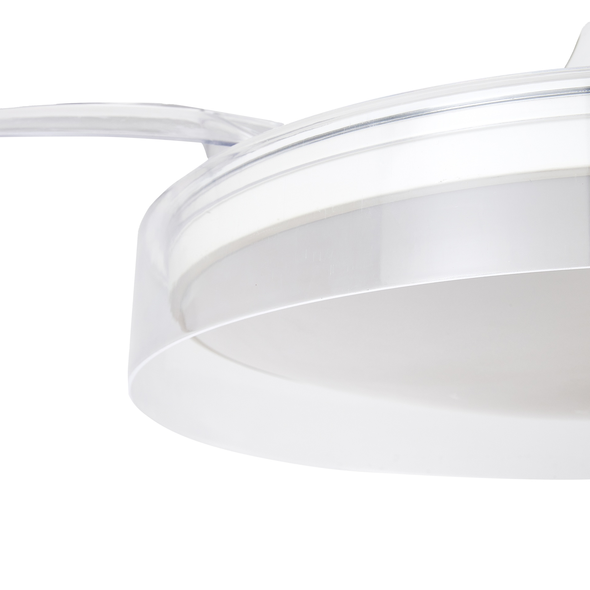 Glass Fan · Ventilador de aspas desplegables con luz · Blanco
