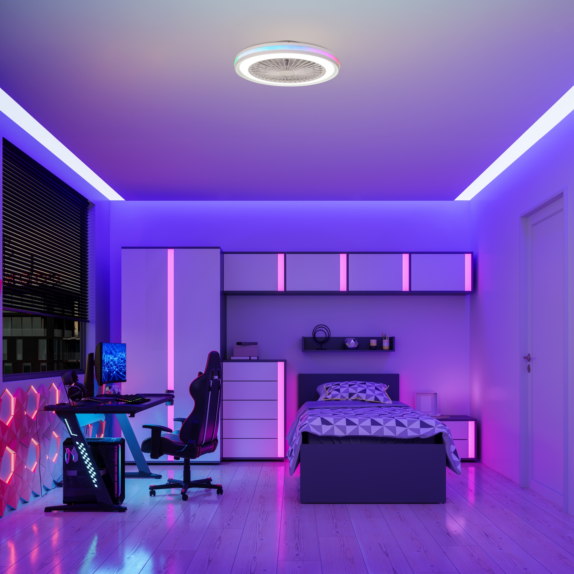 GAMER * CEILING / FAN - WHITE - RGB - 56 CM - 4800 LMS