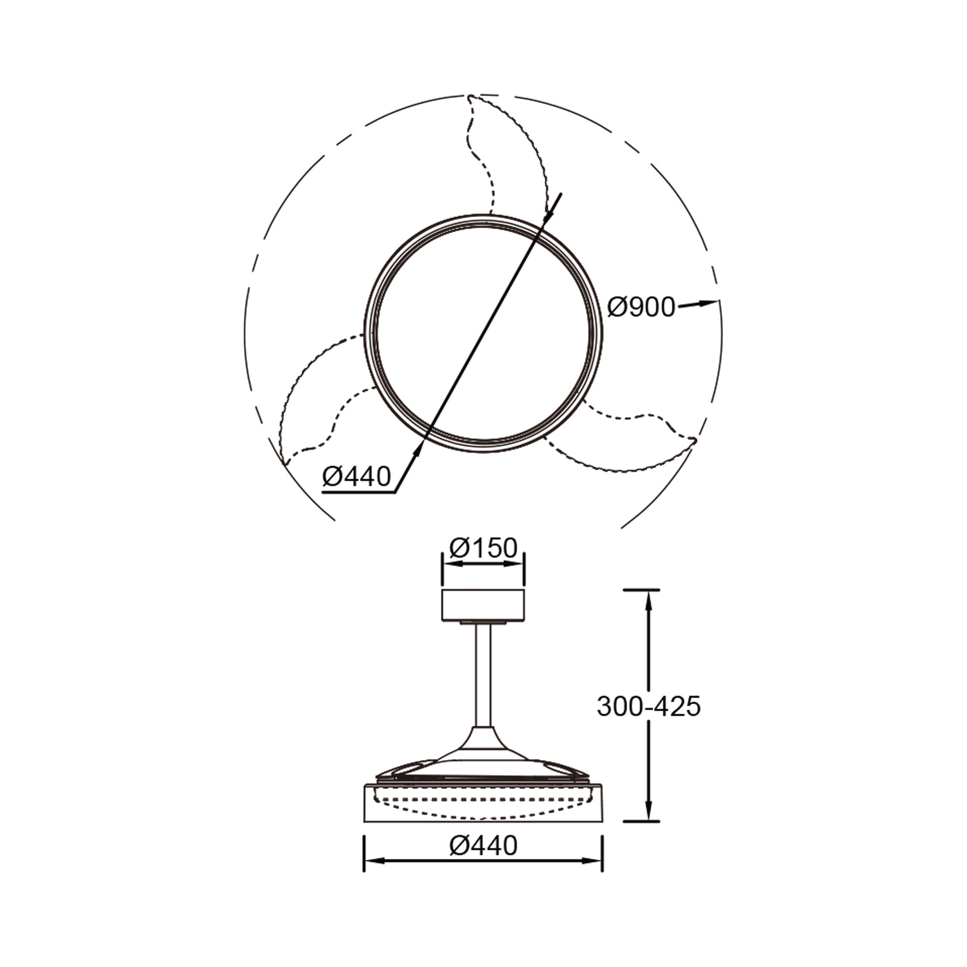 Glass Fan · Ventilador de aspas desplegables con luz · Blanco