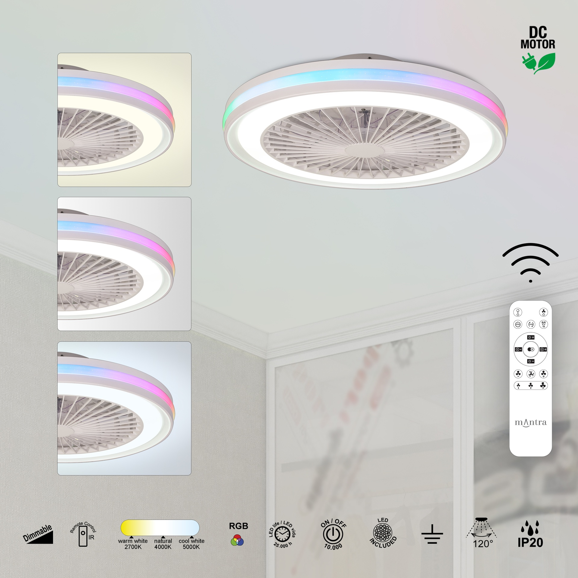 GAMER * PLAFÓN / VENTILADOR - BLANCO - RGB - 47 CM - 4200LM