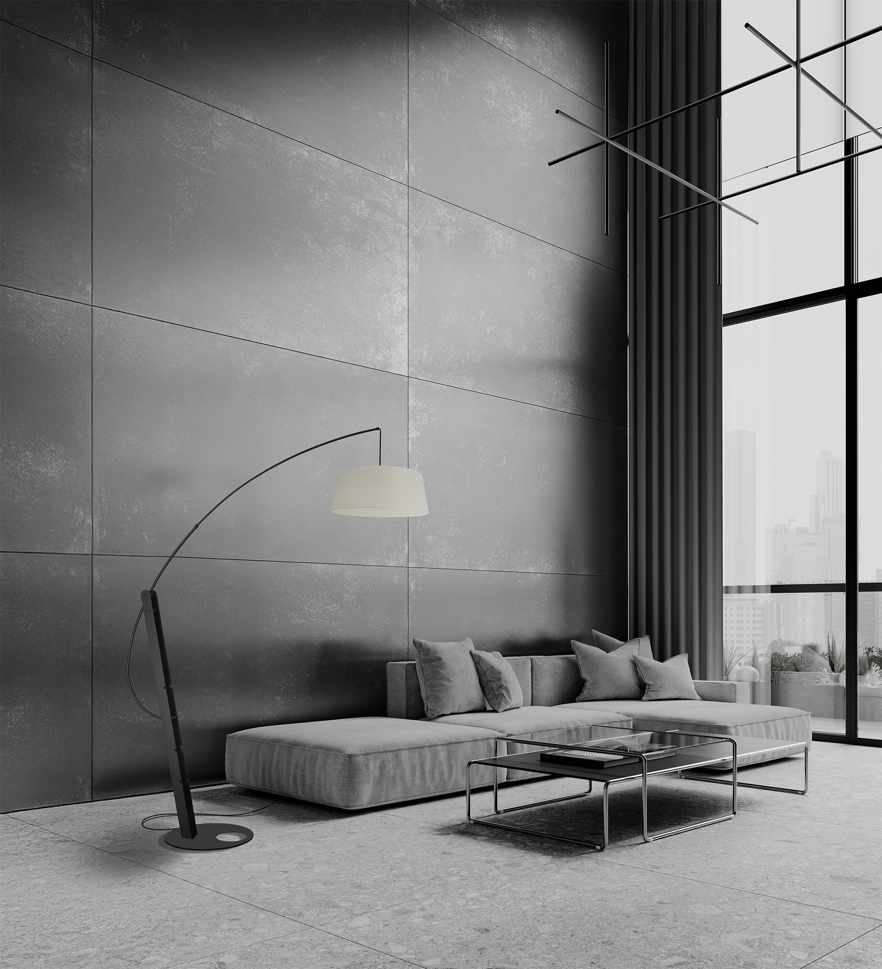 RICCA * Black Floor Lamp Base - Without Shade - Bulb Included