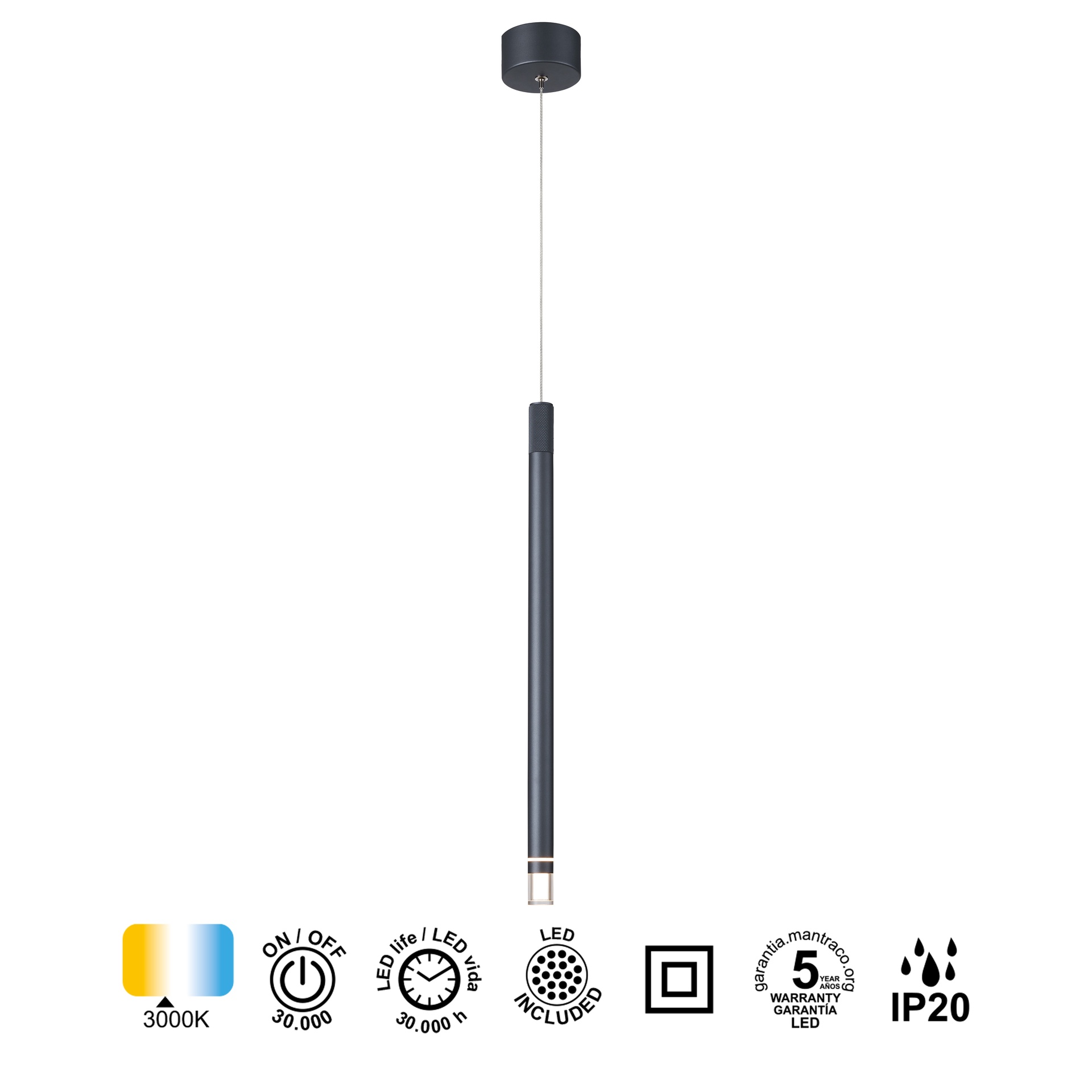 MOANA * LED PENDANT 1L 7W - DARK GREY