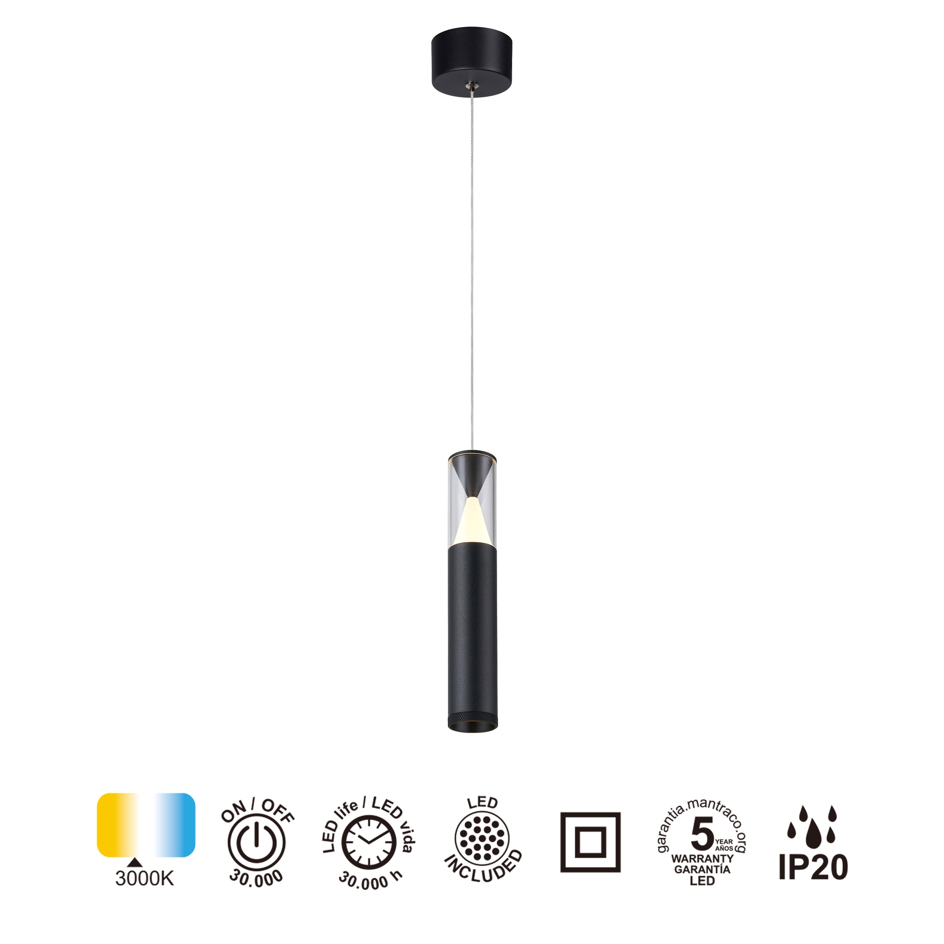 SPARK * SOSPESO 1L LED 7W - NERO Sabbia
