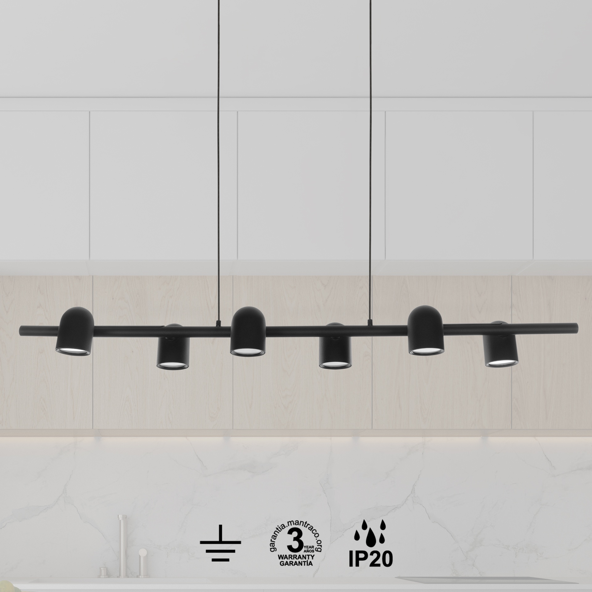 IOS * LINED PENDANTL 6L*GU10 BLACK