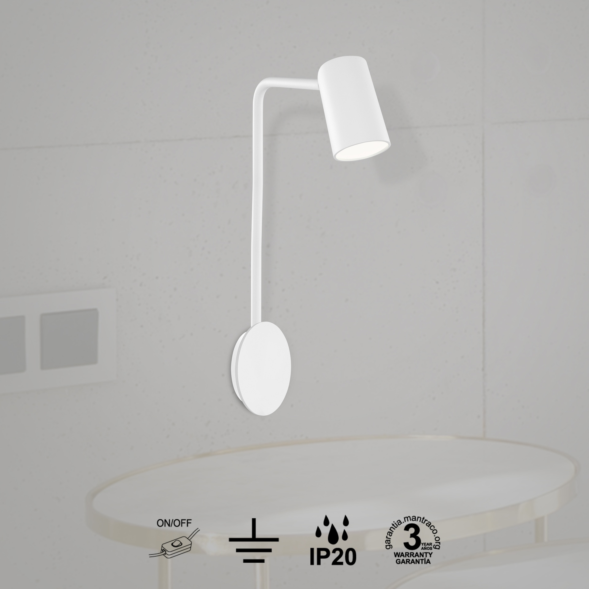 SAL WHITE * LED WALL LAMP GU10 WHITE