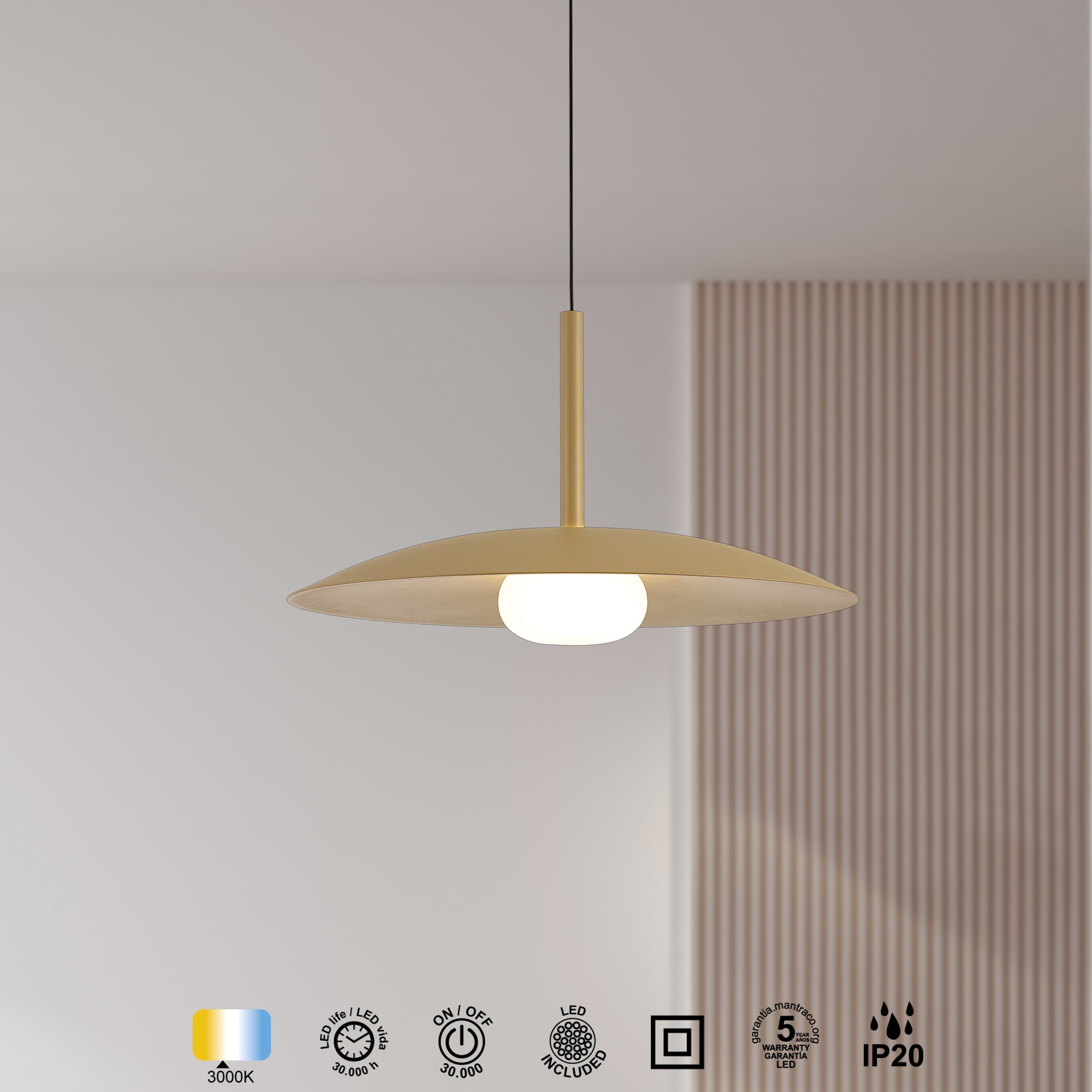 LIDIA * SOSPESO 1L LED 12W  - ORO OPACO