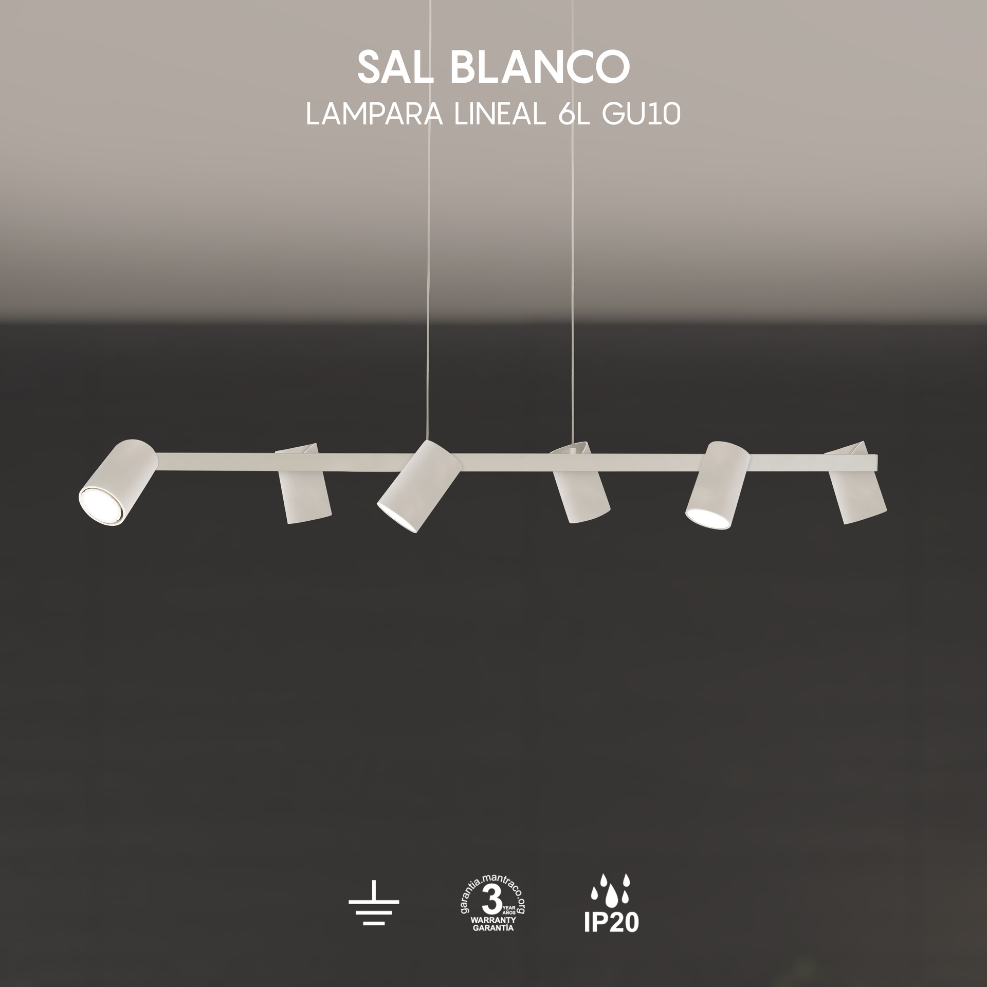 SAL BIANCO * LAMPADA LINEALE 6L GU10