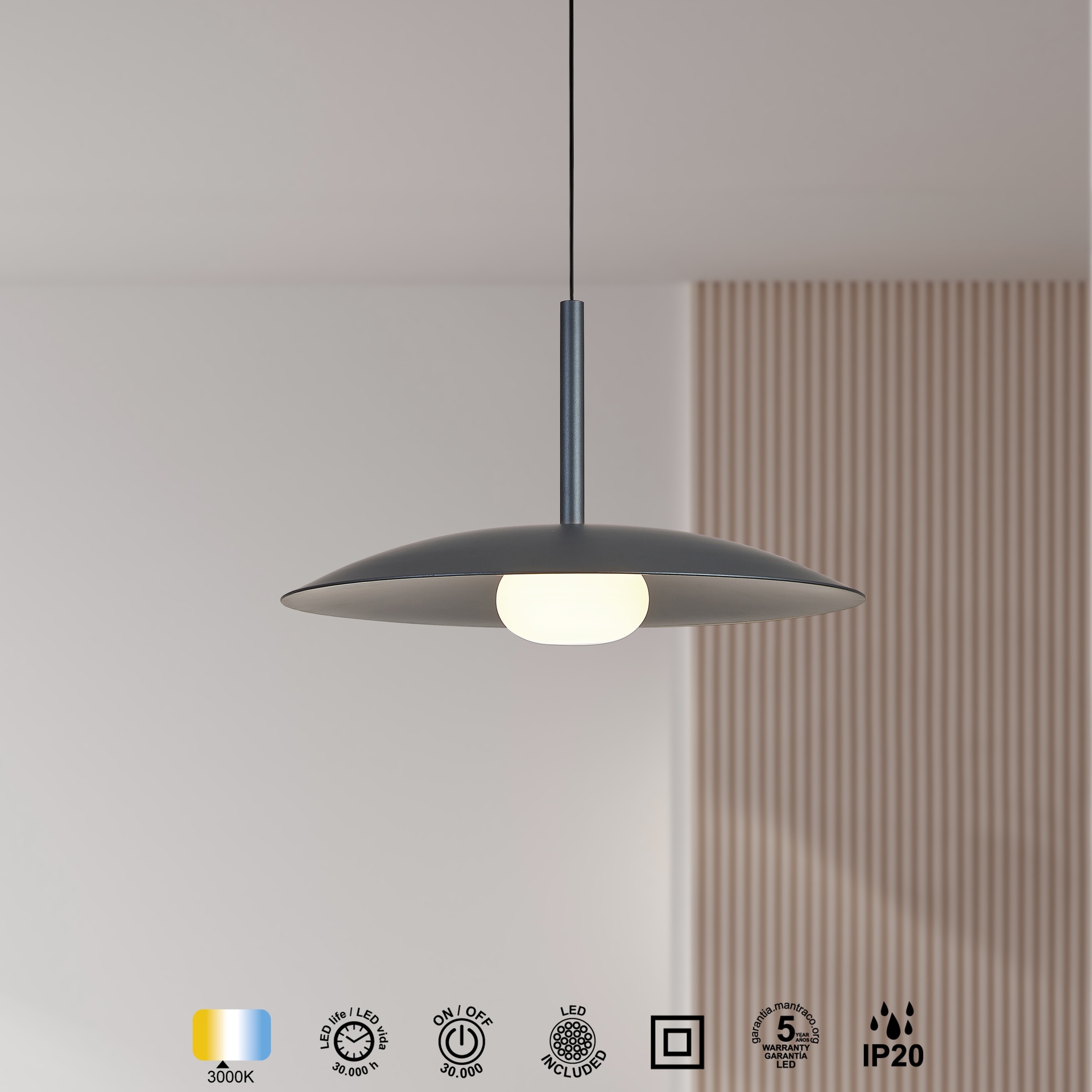 LIDIA * SOSPESO 1L LED 12W  - GRIGIO