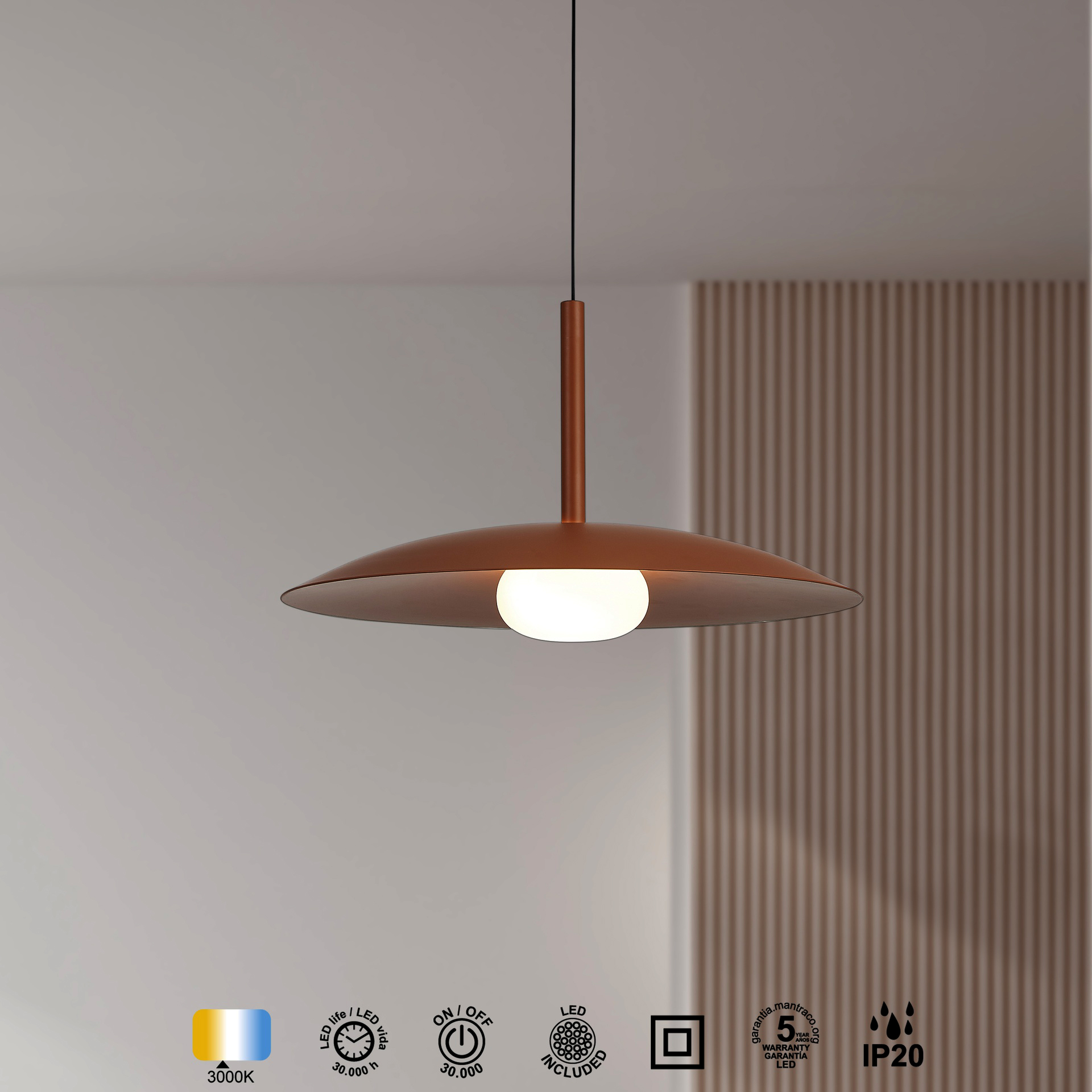 LIDIA * LED PENDANT 1L 12W  - COFFEE
