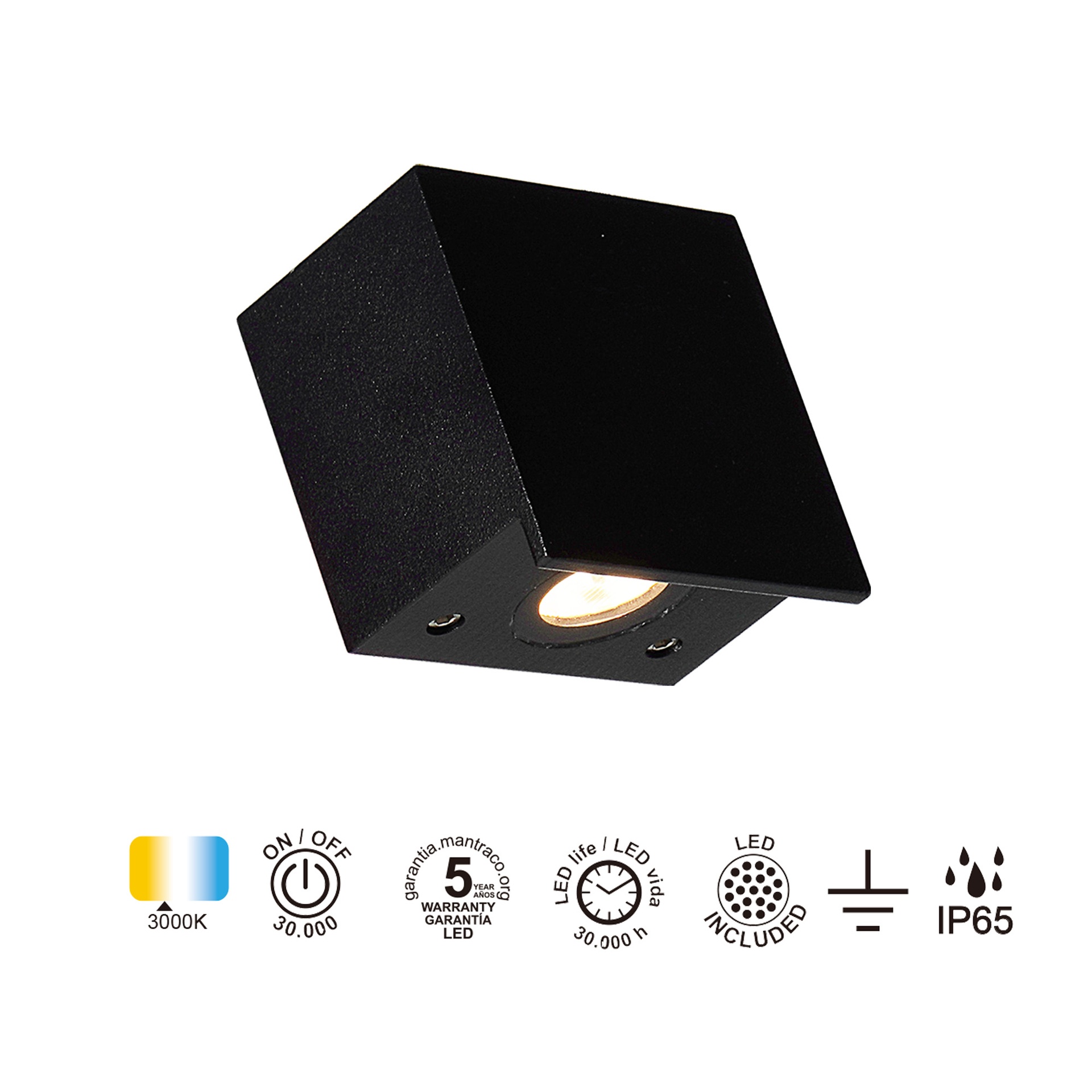 SHELLA * WALL WASHER LED 3W 3000K SQ. BLACK