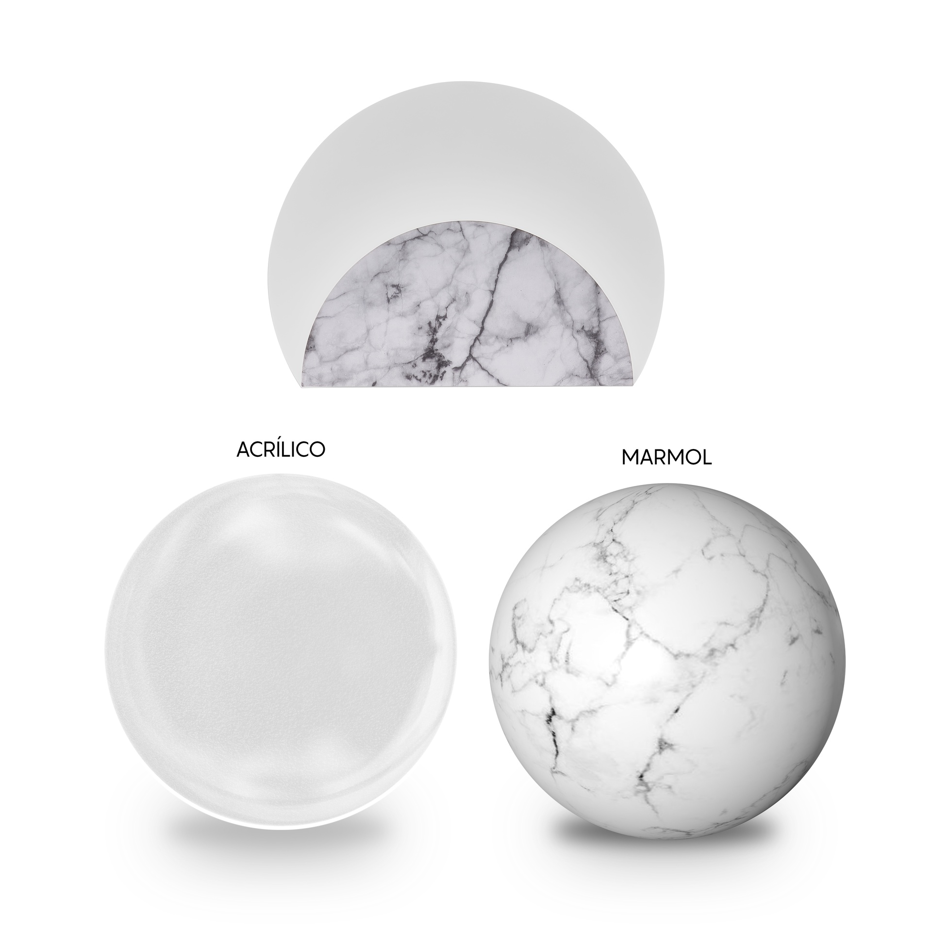 ***DES*** MARMO * APPLIQUE LED 12W - 3000K - MARMO BIANCO + CRISTALLO OPALE