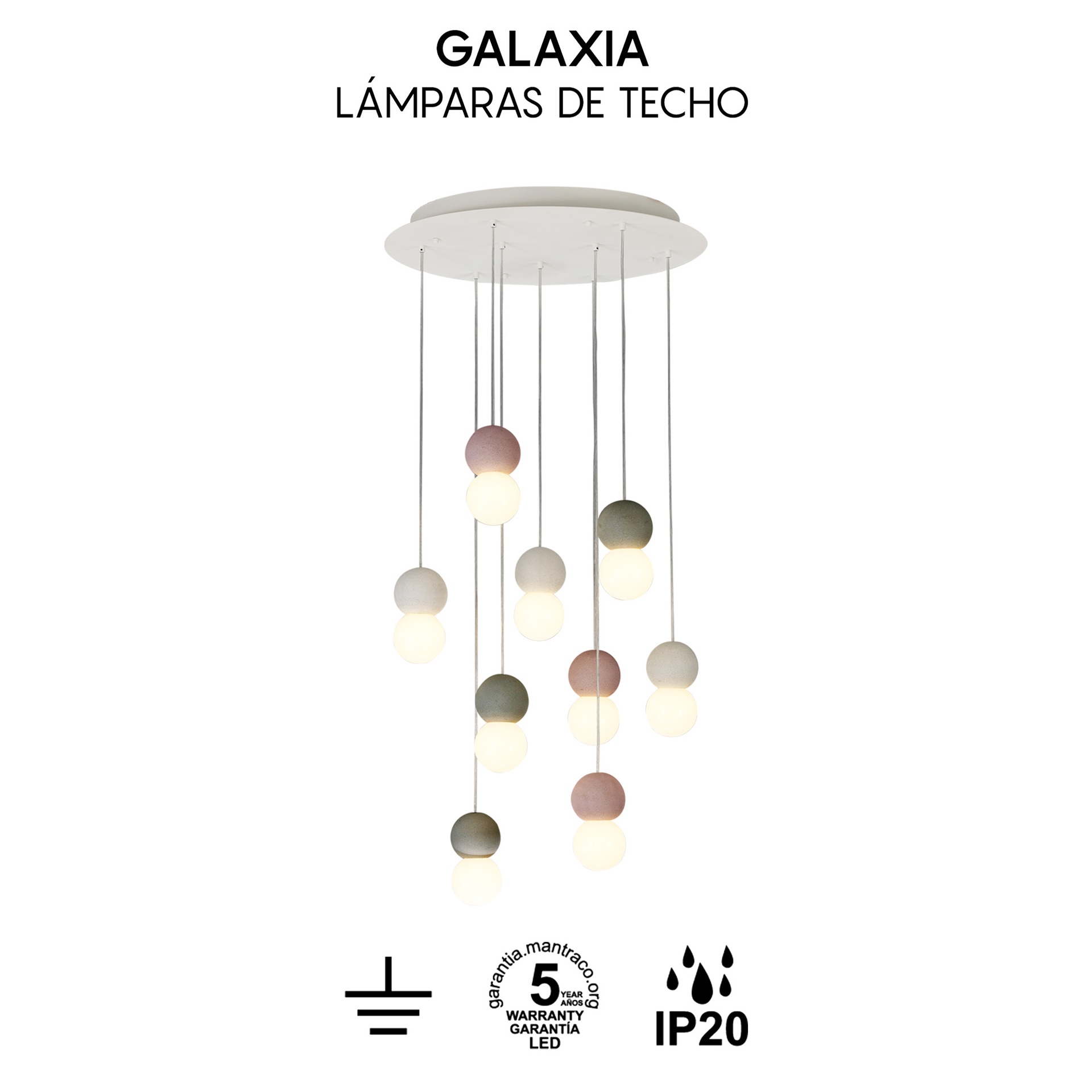 Galaxia · Luminarias de techo · Cemento