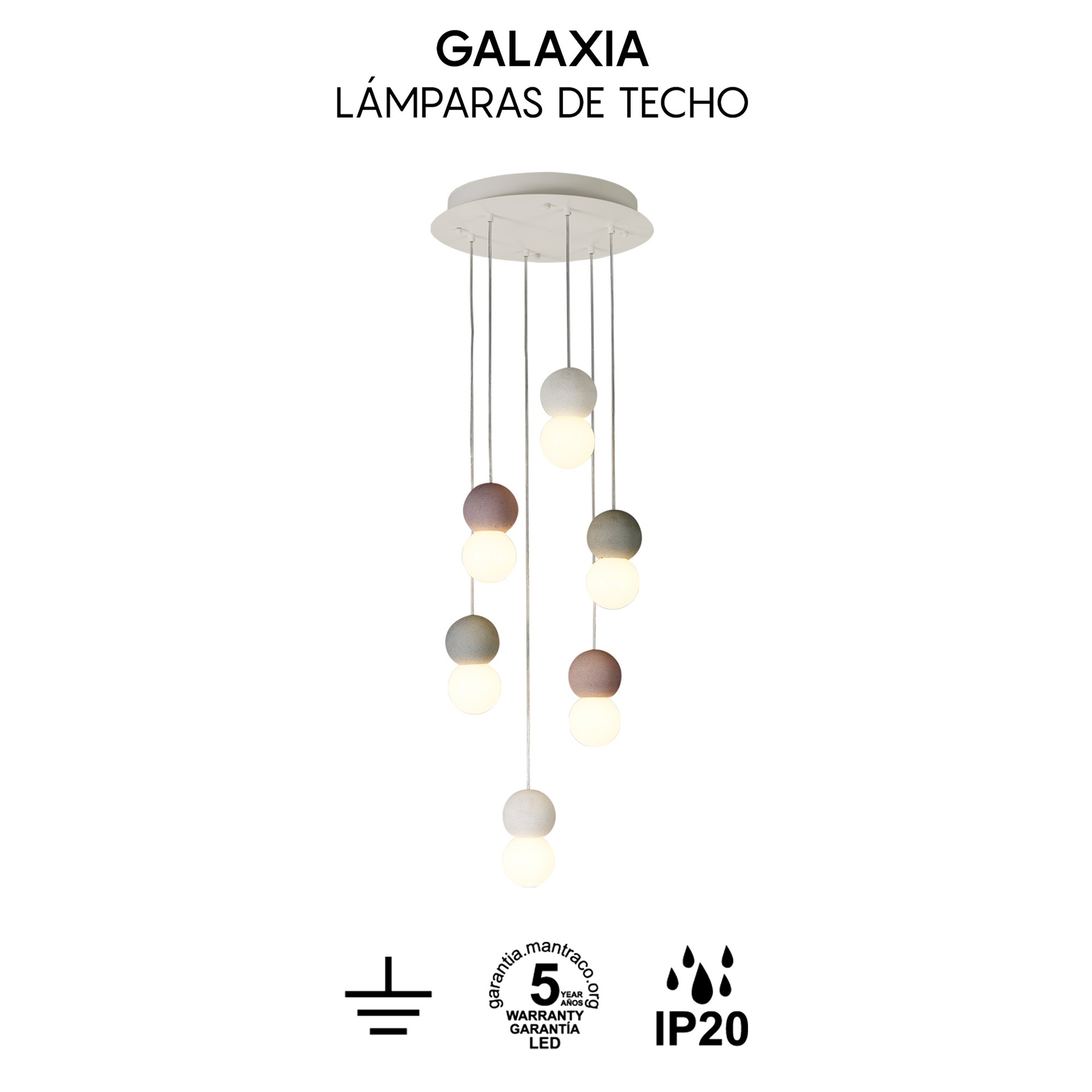 GALAXIA * PENDANT CON 6 PENDANTS (ROUND) S VARIADOS