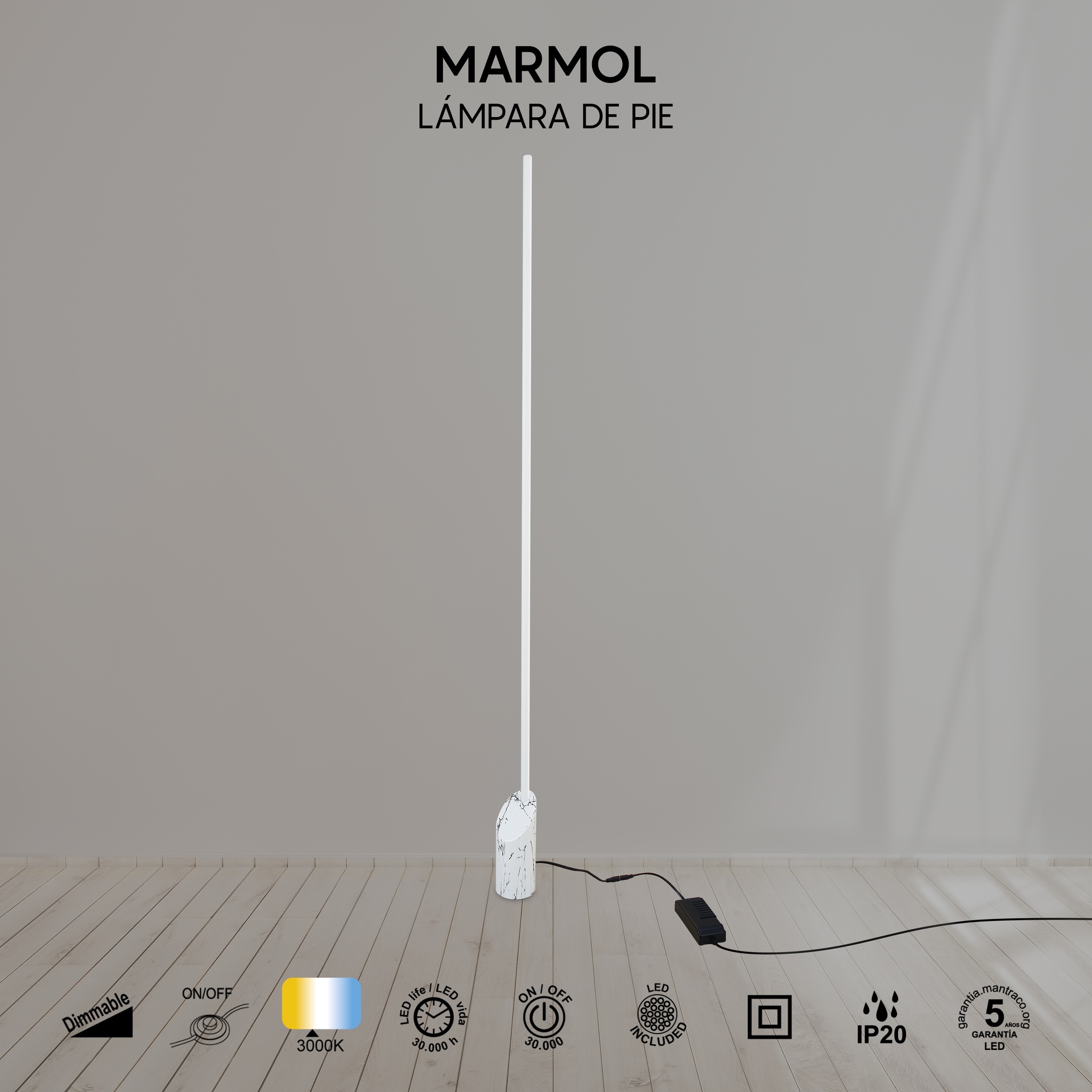 MARMOL * FLOOR LAMP - 28W - WHITE MARMOL