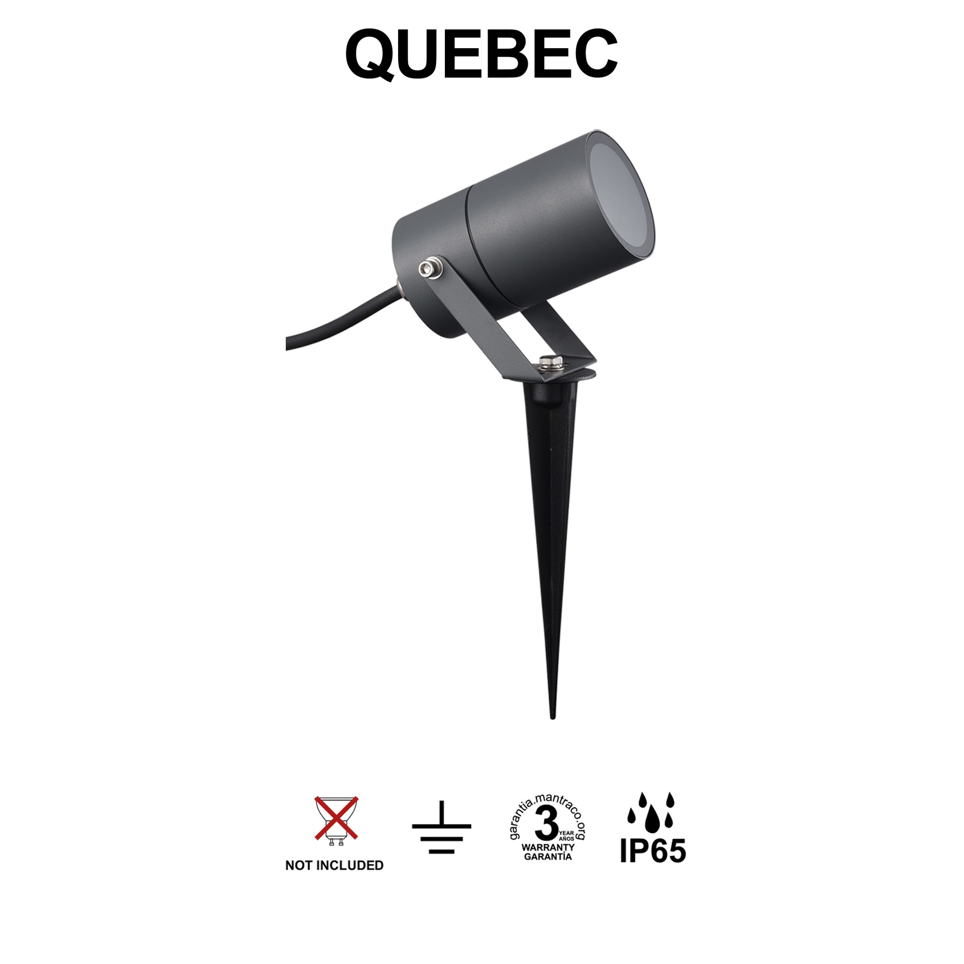 QUEBEC  * PIQUETTO ESTERNO IP65 GU10 GRIGLIO SCURO