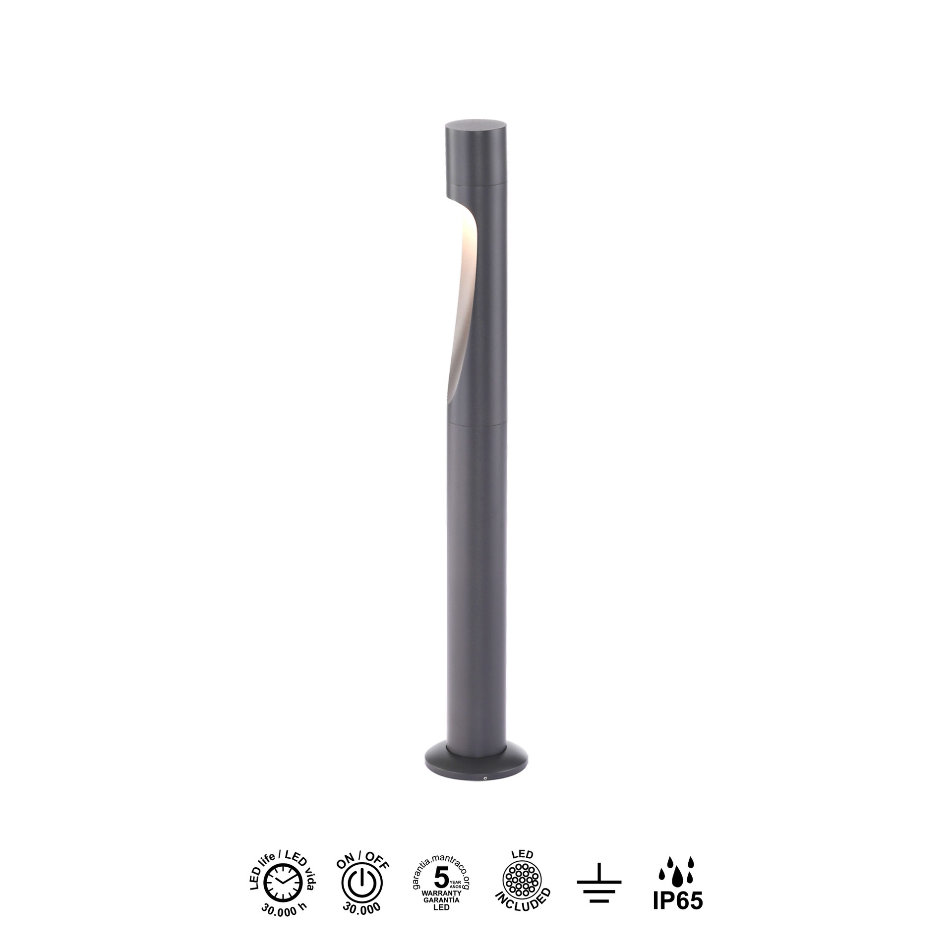 ARAN * BOLLARD 60CM IP65 6W 3000K DARK GREY