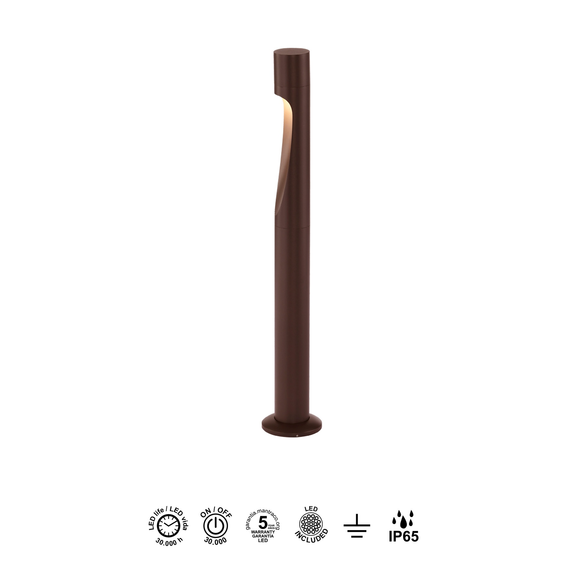 ARAN * PALETTO 60CM IP65 6W 3000K CORTEN