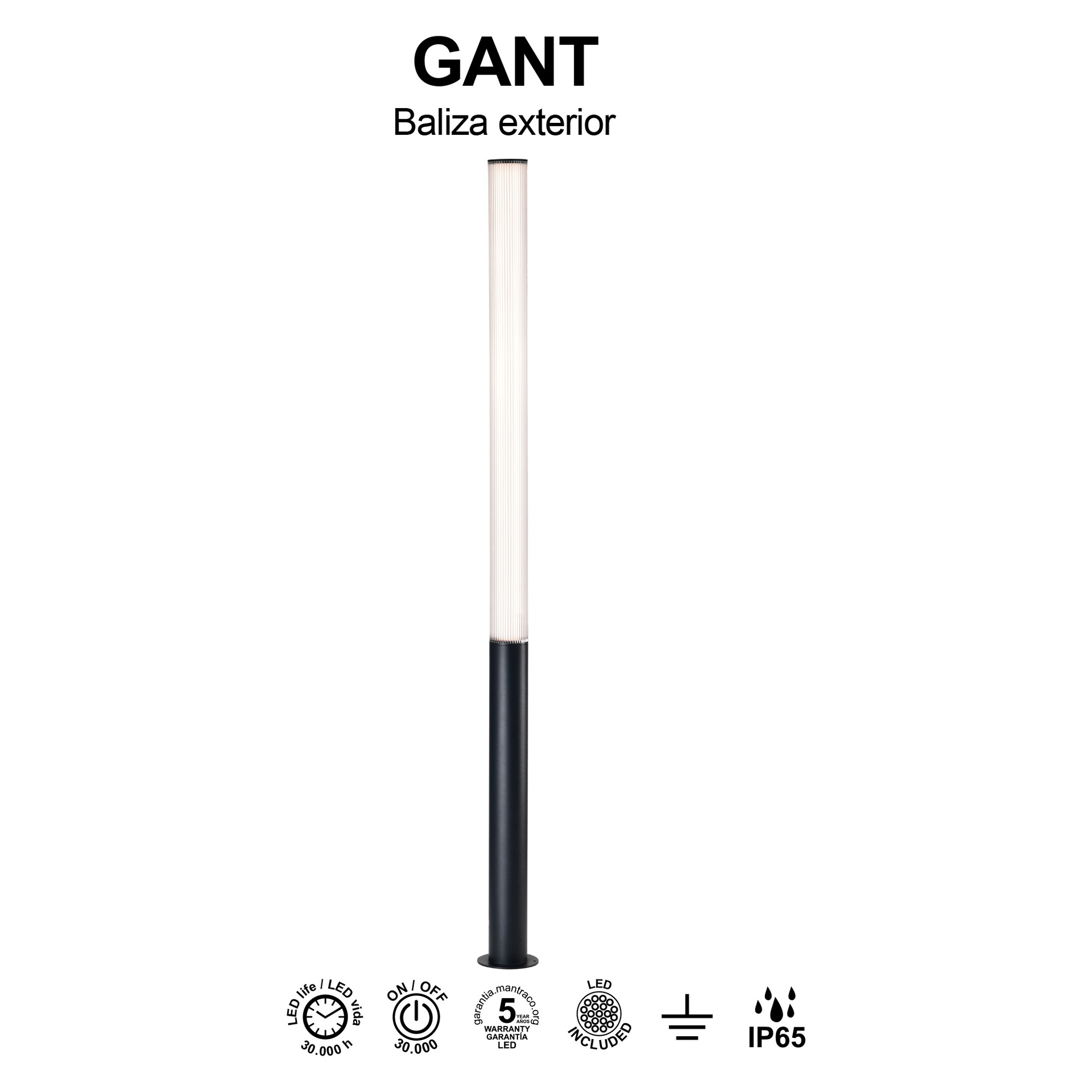 GANT * PALETTO 205CM IP65 43W 3000K NERO
