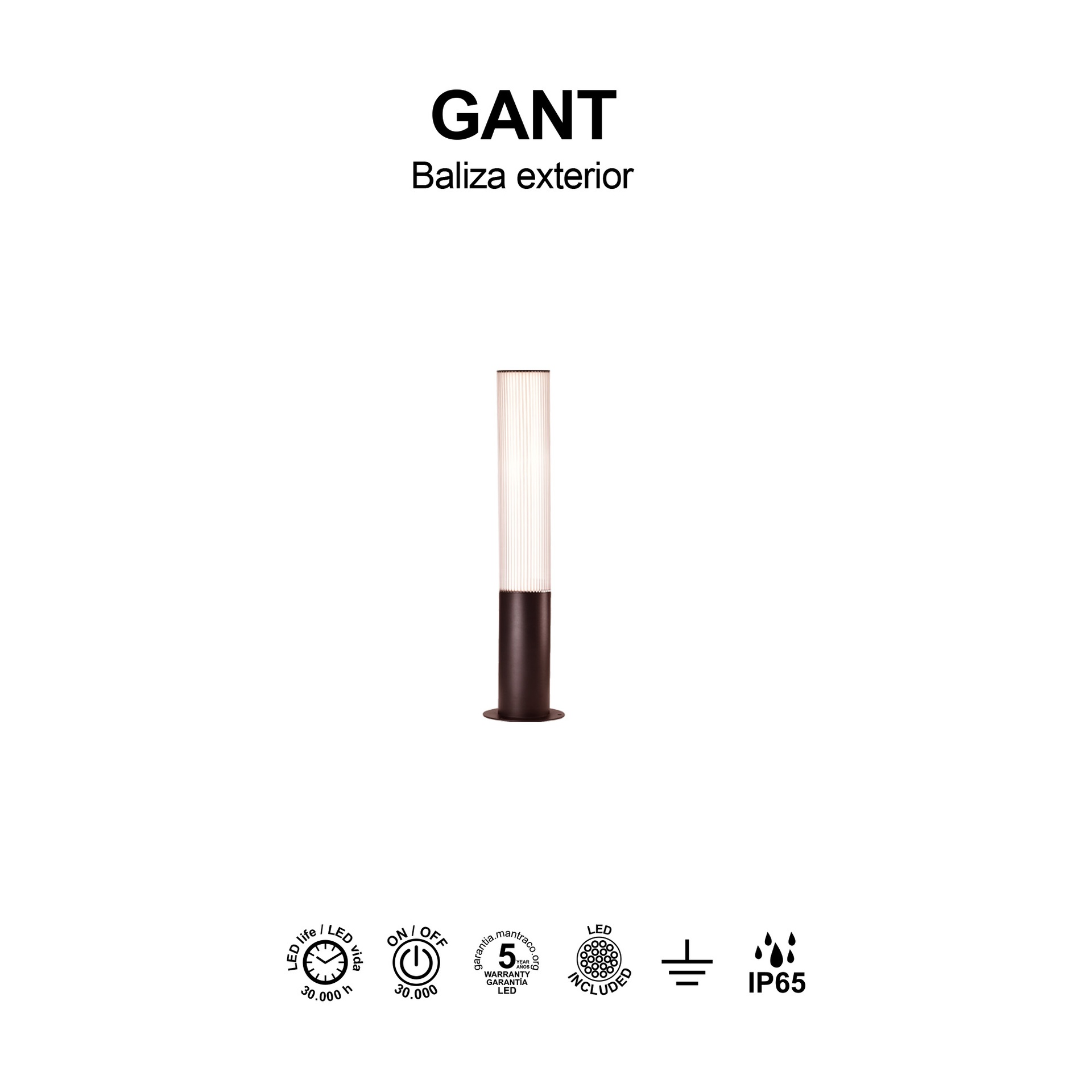 GANT * PALETTO 65CM IP65 18W 3000K CORTEN