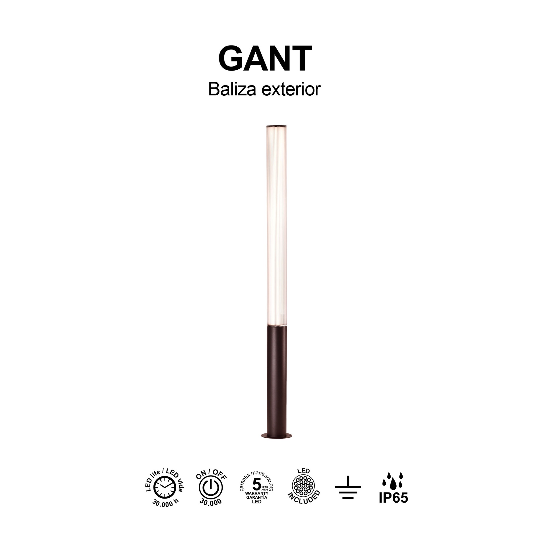 GANT * PALETTO 155CM IP65 32W 3000K CORTEN