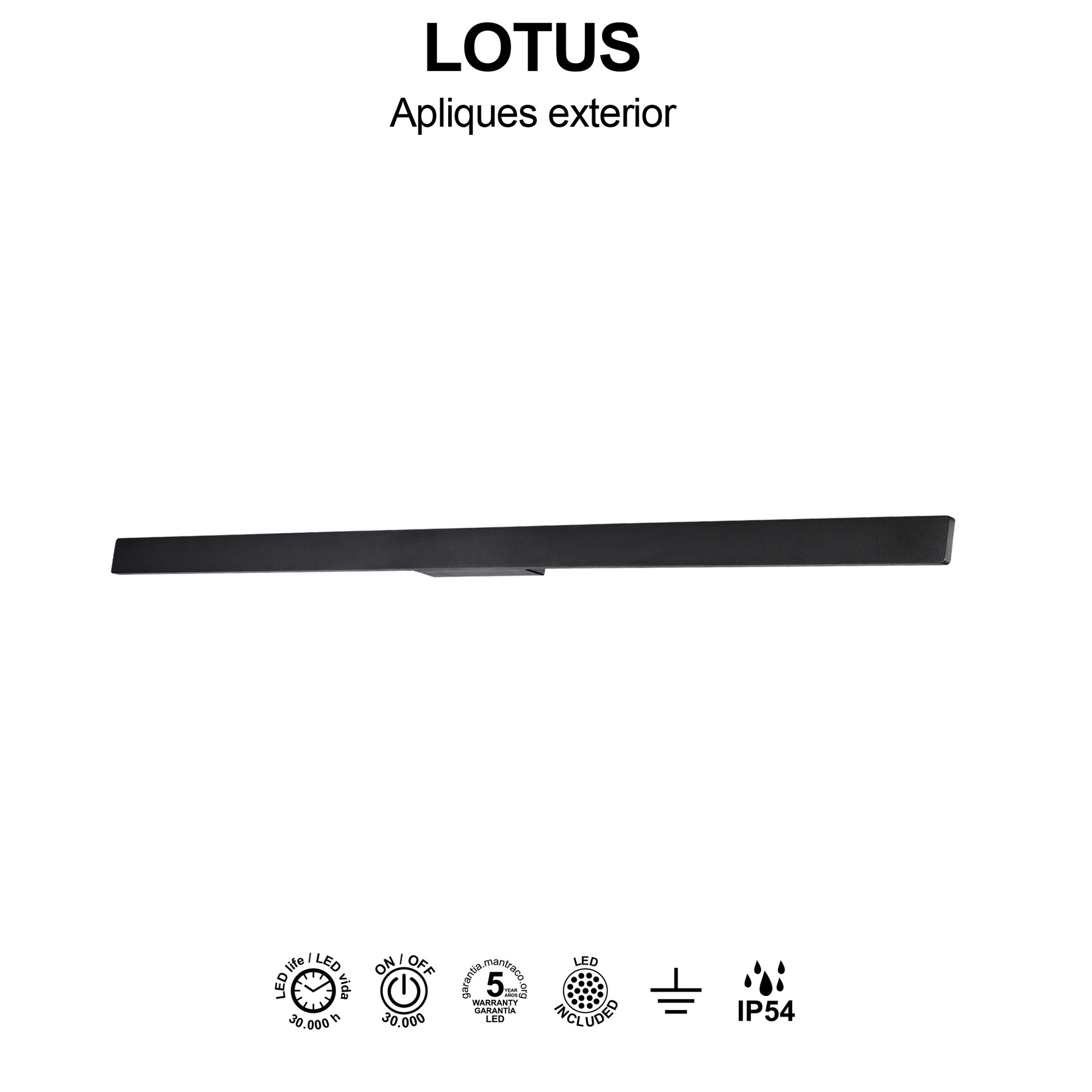 LOTUS * APPLIQUE ESTERNO 20W IP54 3000K NERO