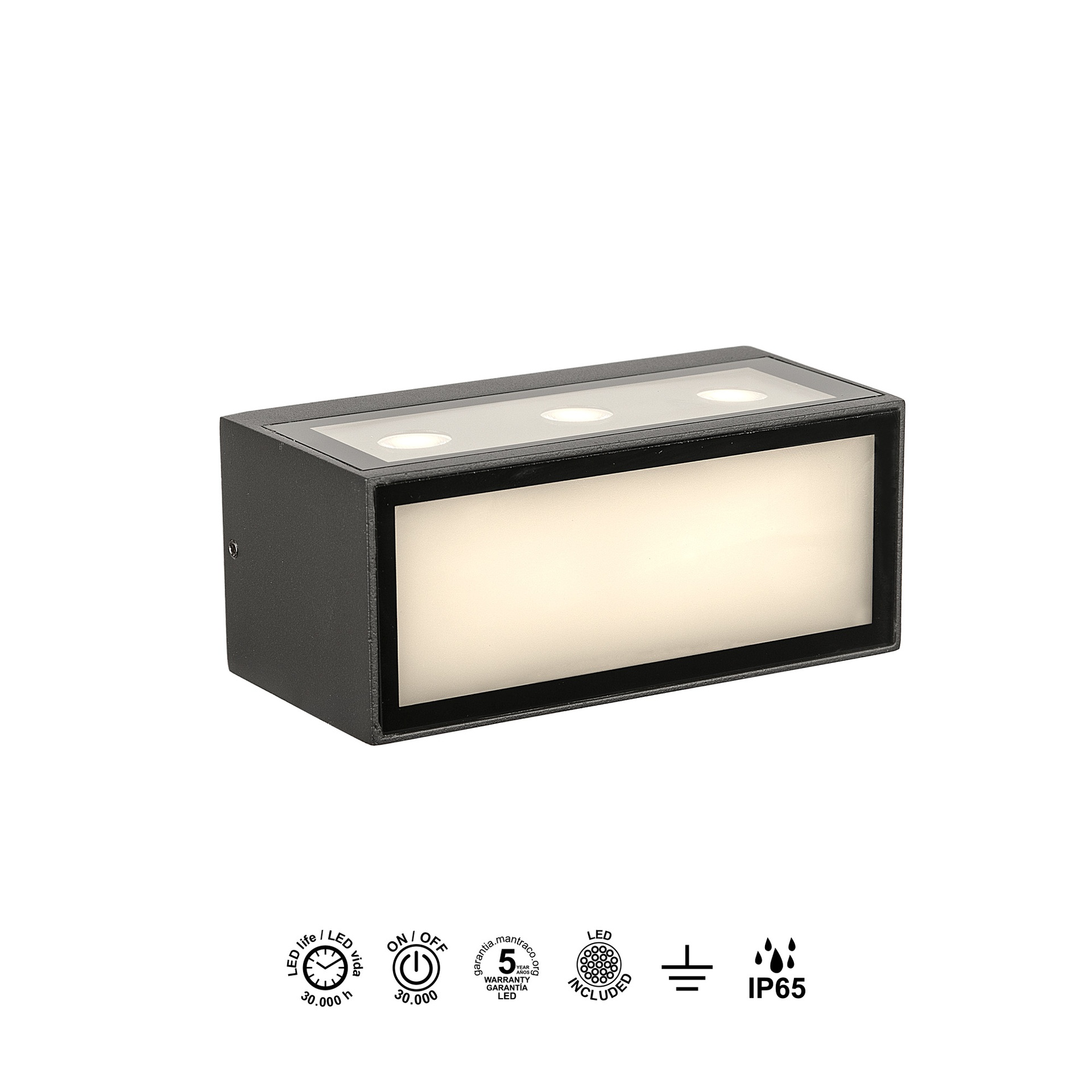 CANCUN  * LED WALL LAMP IP65 10,5W 3000K DARK GREY