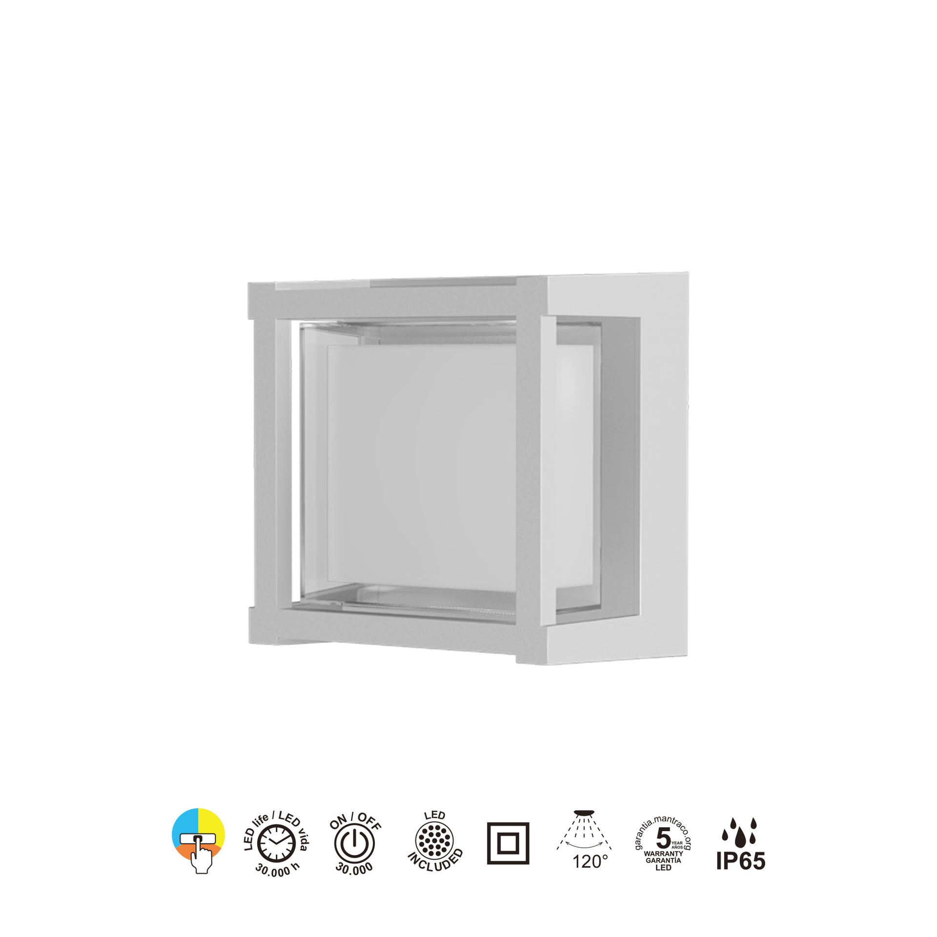 CREEK * EXTERIOR LED CEILING/WALL LAMP WHITE  IP65 - 15W - CCT