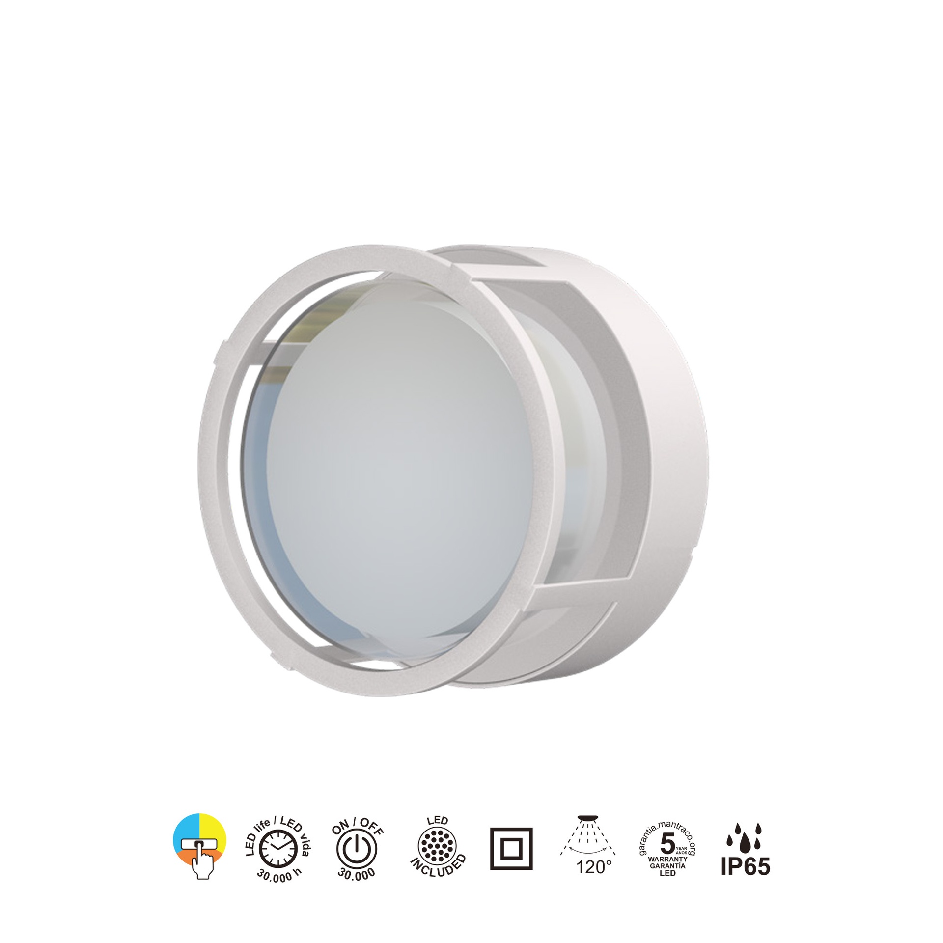 CREEK * EXTERIOR LED CEILING/WALL LAMP WHITE  IP65 - 15W - CCT