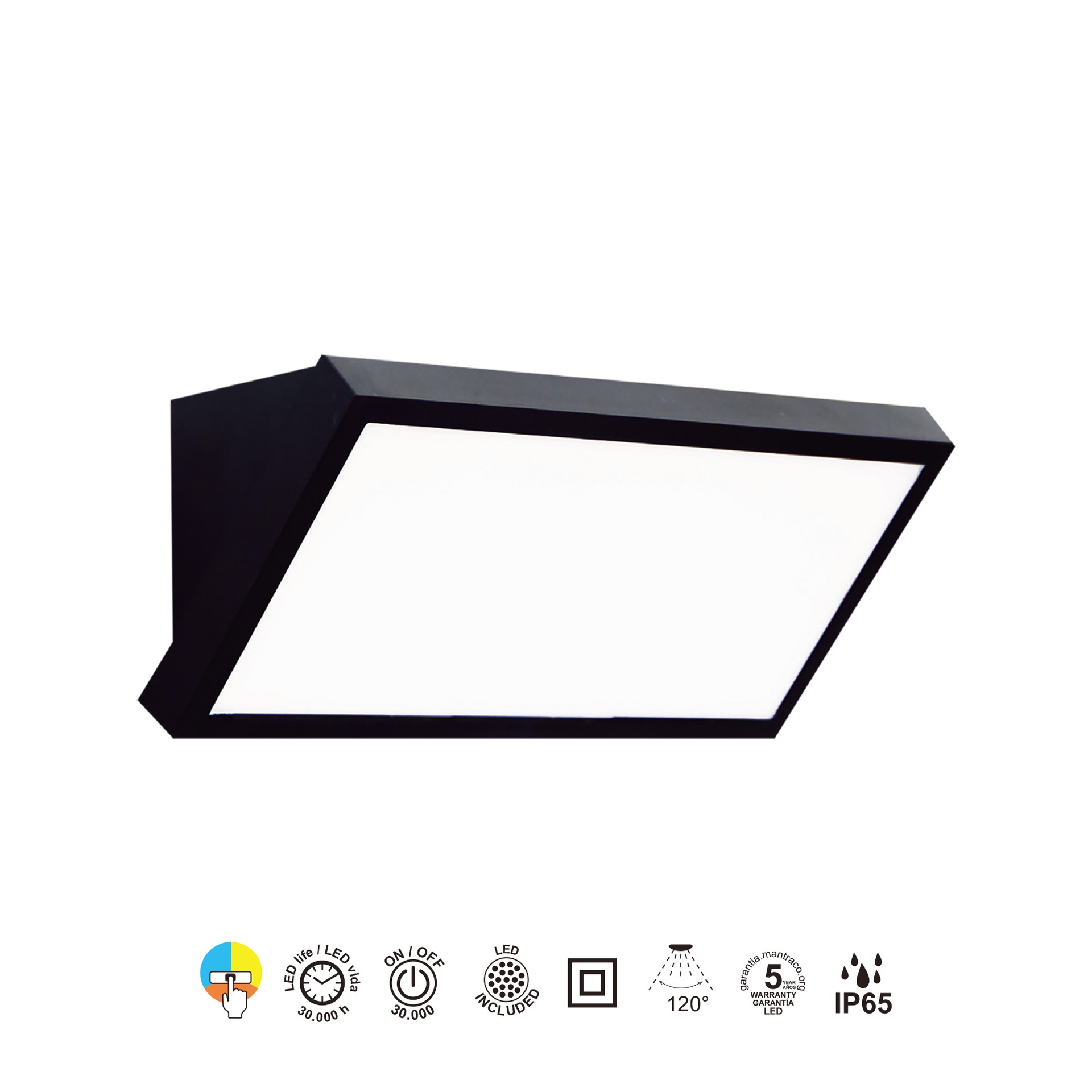 CREEK * APLIQUE EXTERIOR NEGRO LED IP65 - 20W - CCT