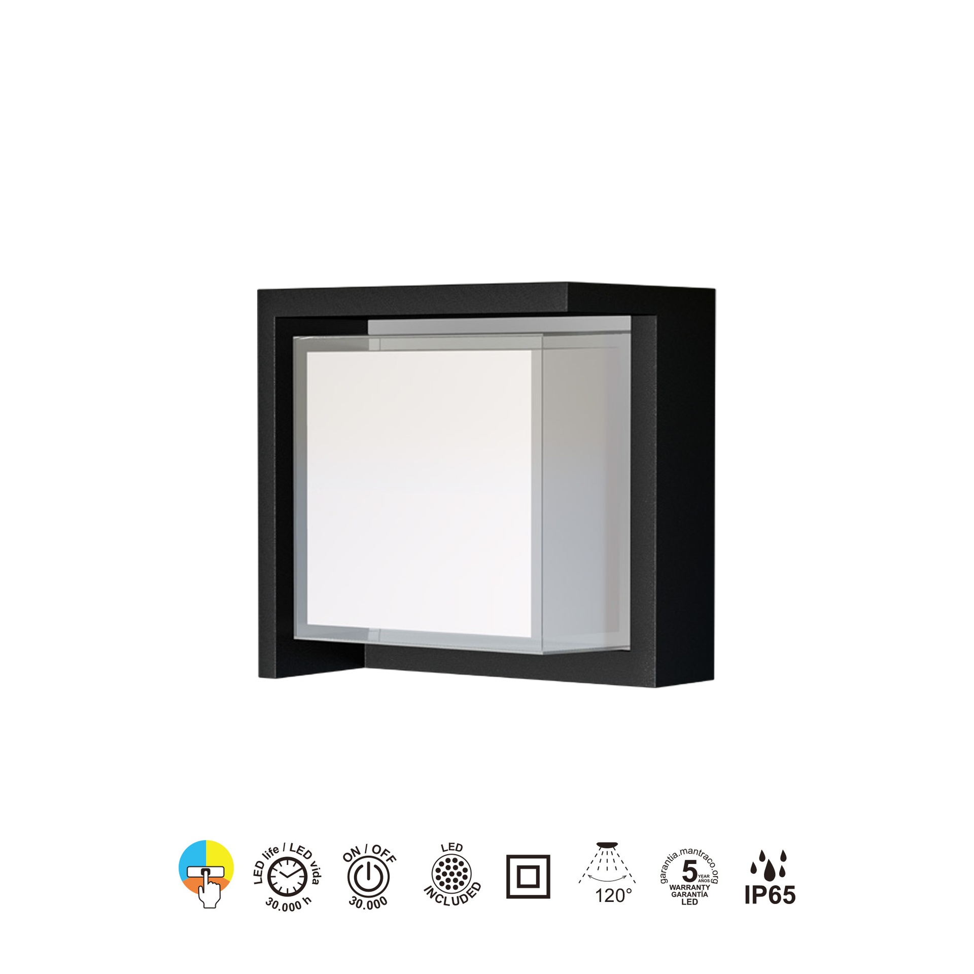 CREEK * APPLIQUE MURALE D'EXTÉRIEUR NOIRE LED IP65 - 15W - CCT