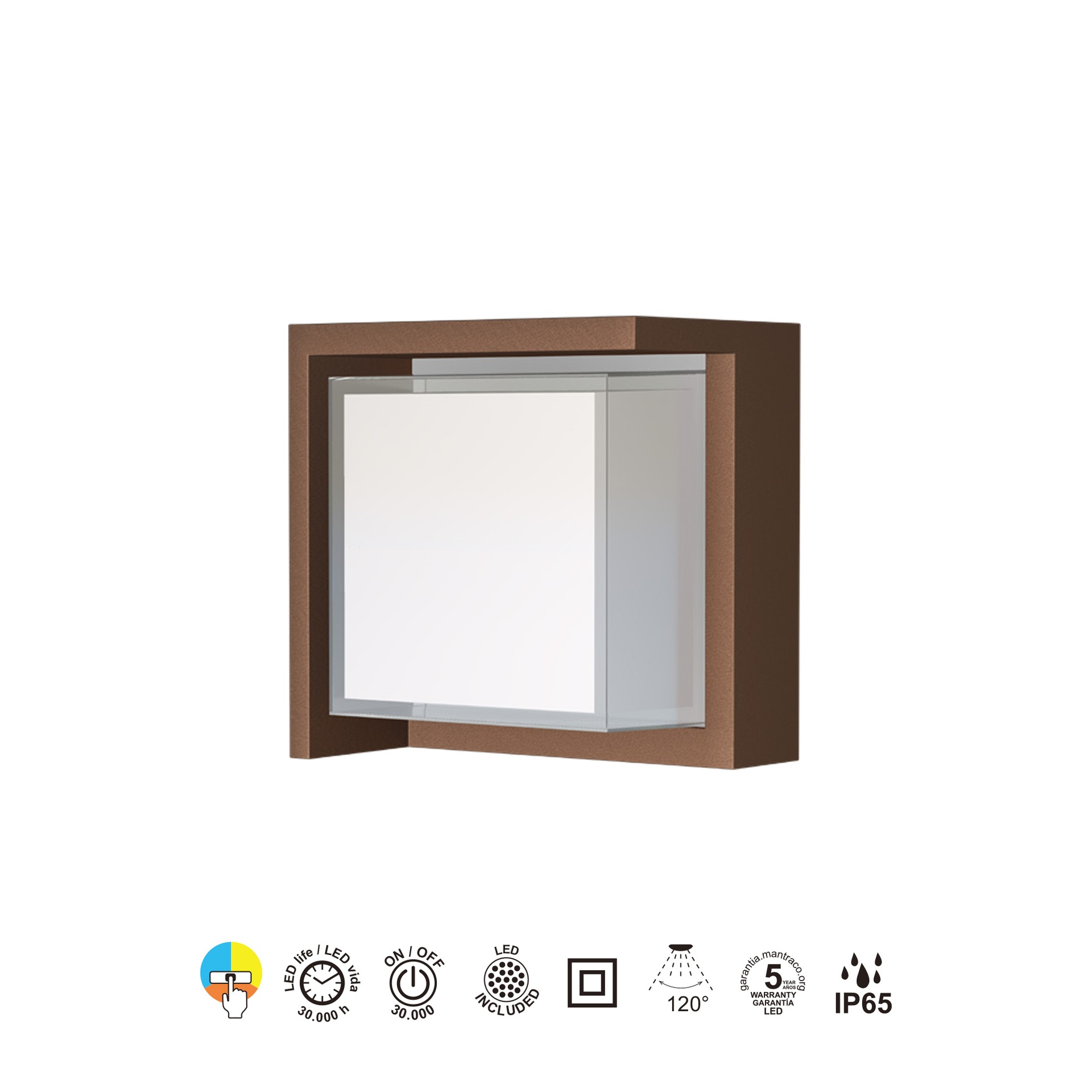 CREEK * EXTERIOR LED WALL LAMP CORTEN IP65 - 15W - CCT