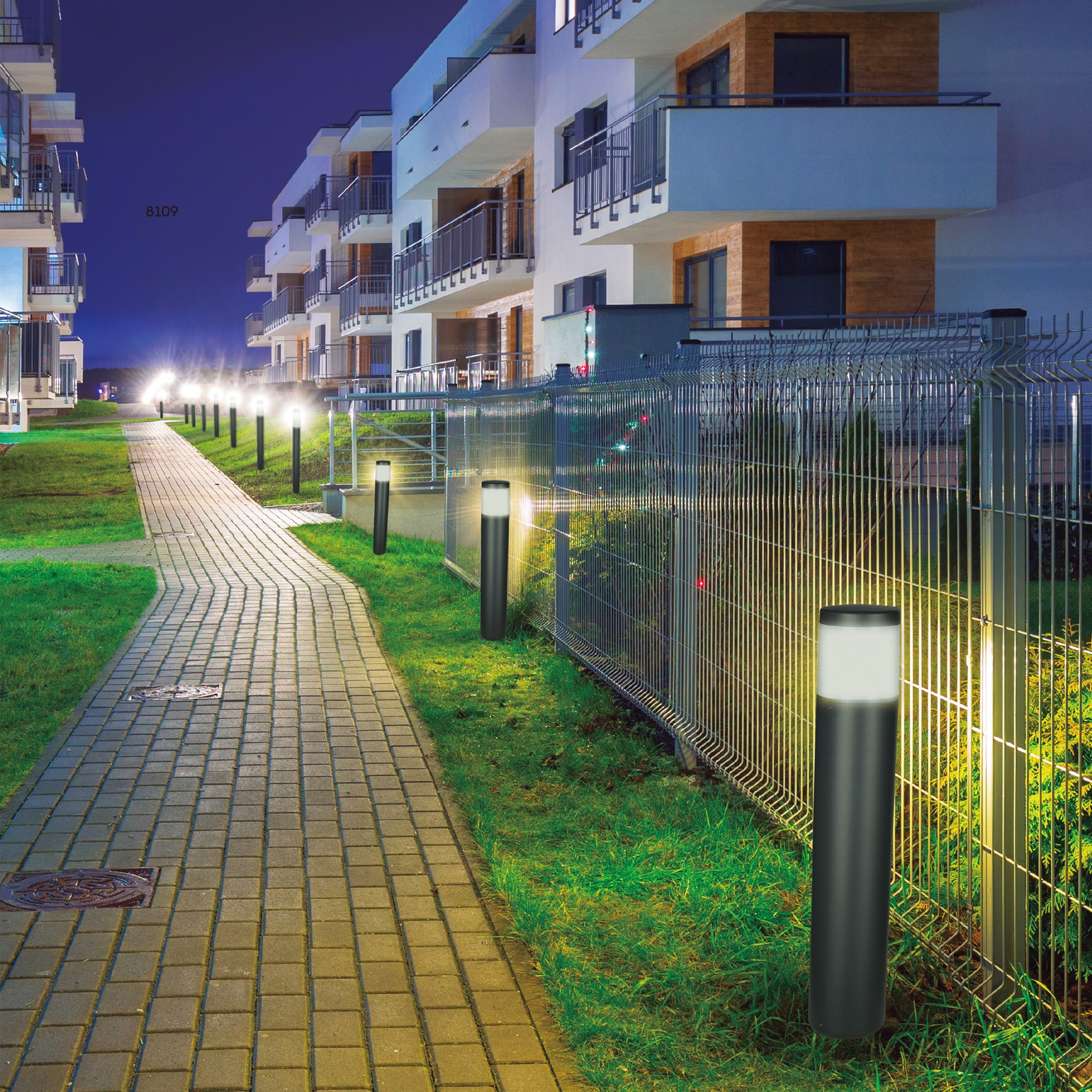 CHICAGO * EXTERIOR BOLLARD DARK GREY RED. 65CM IP65 E27