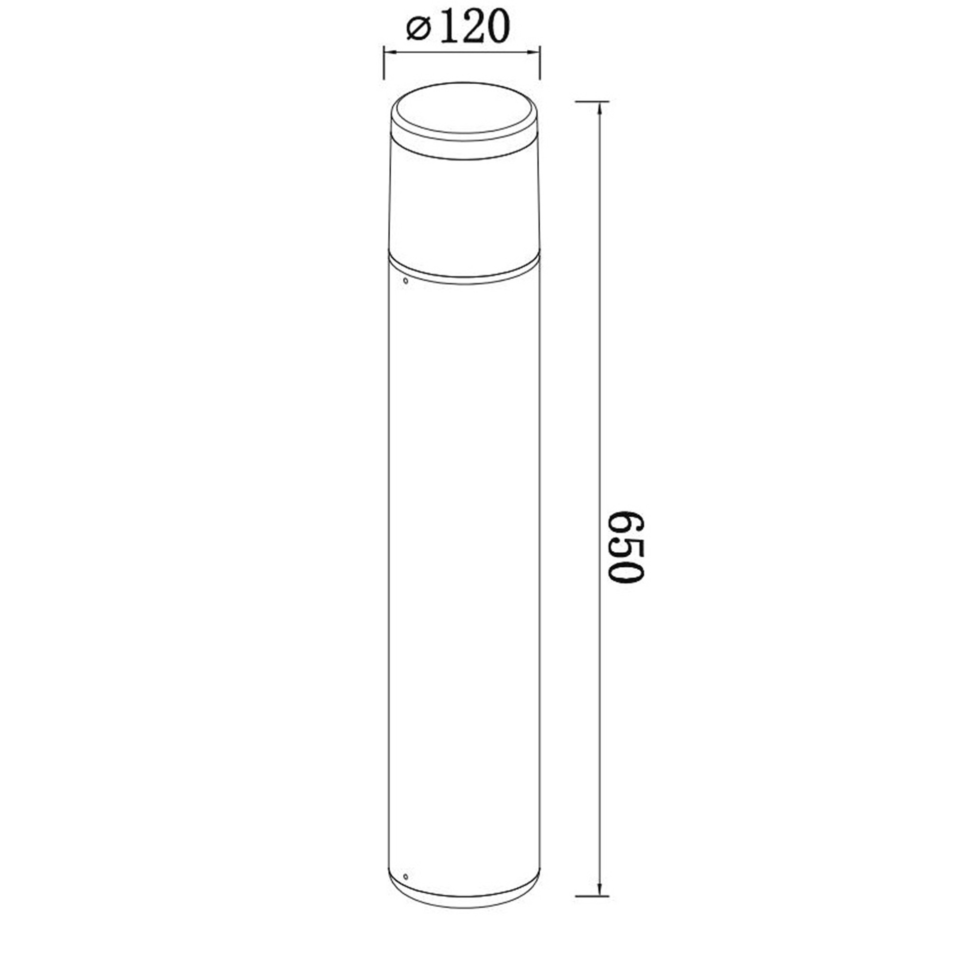 CHICAGO * EXTERIOR BOLLARD DARK GREY RED. 65CM IP65 E27
