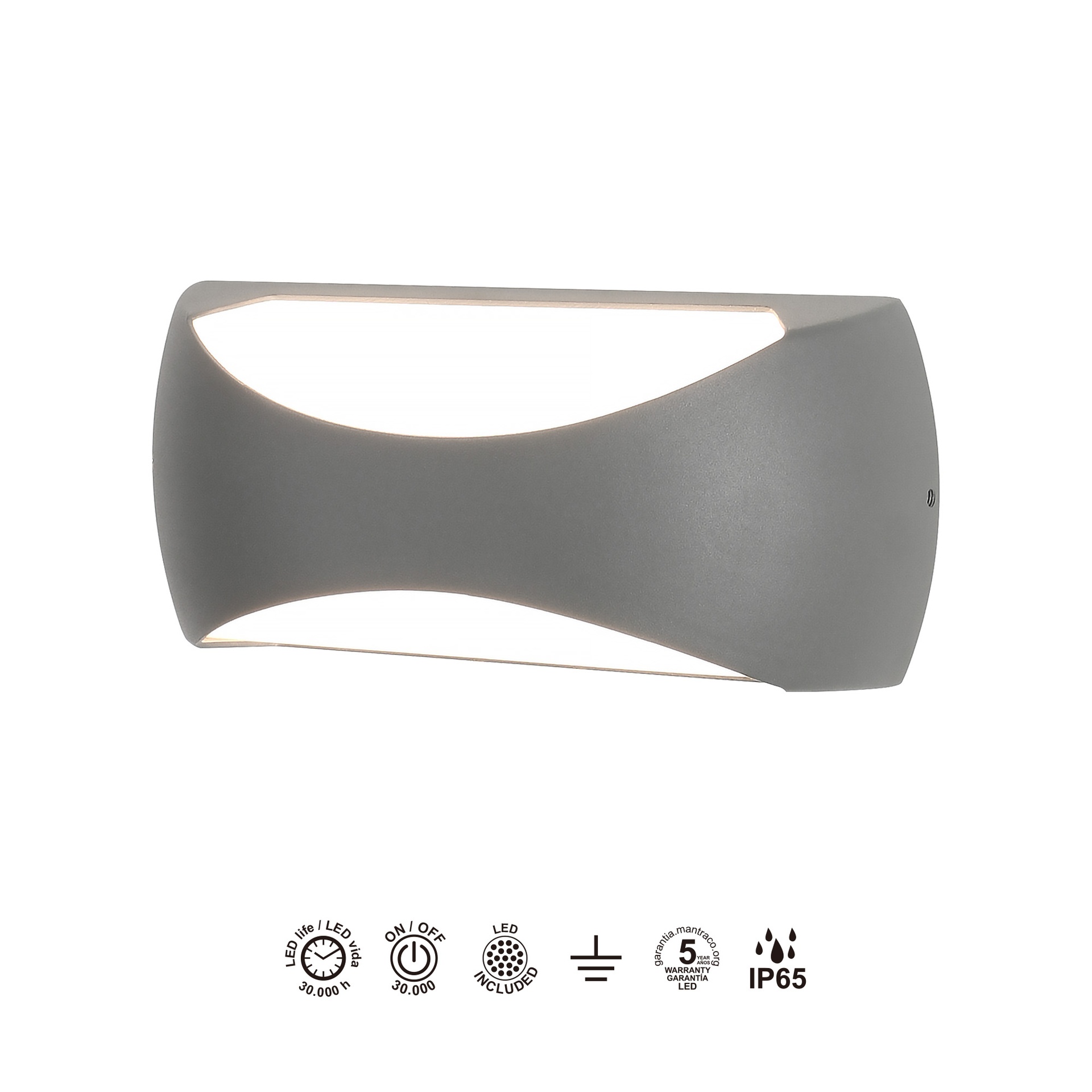 BUTAN * APPLIQUE MURALE LED GRIS FONCÉ 12W 3000K