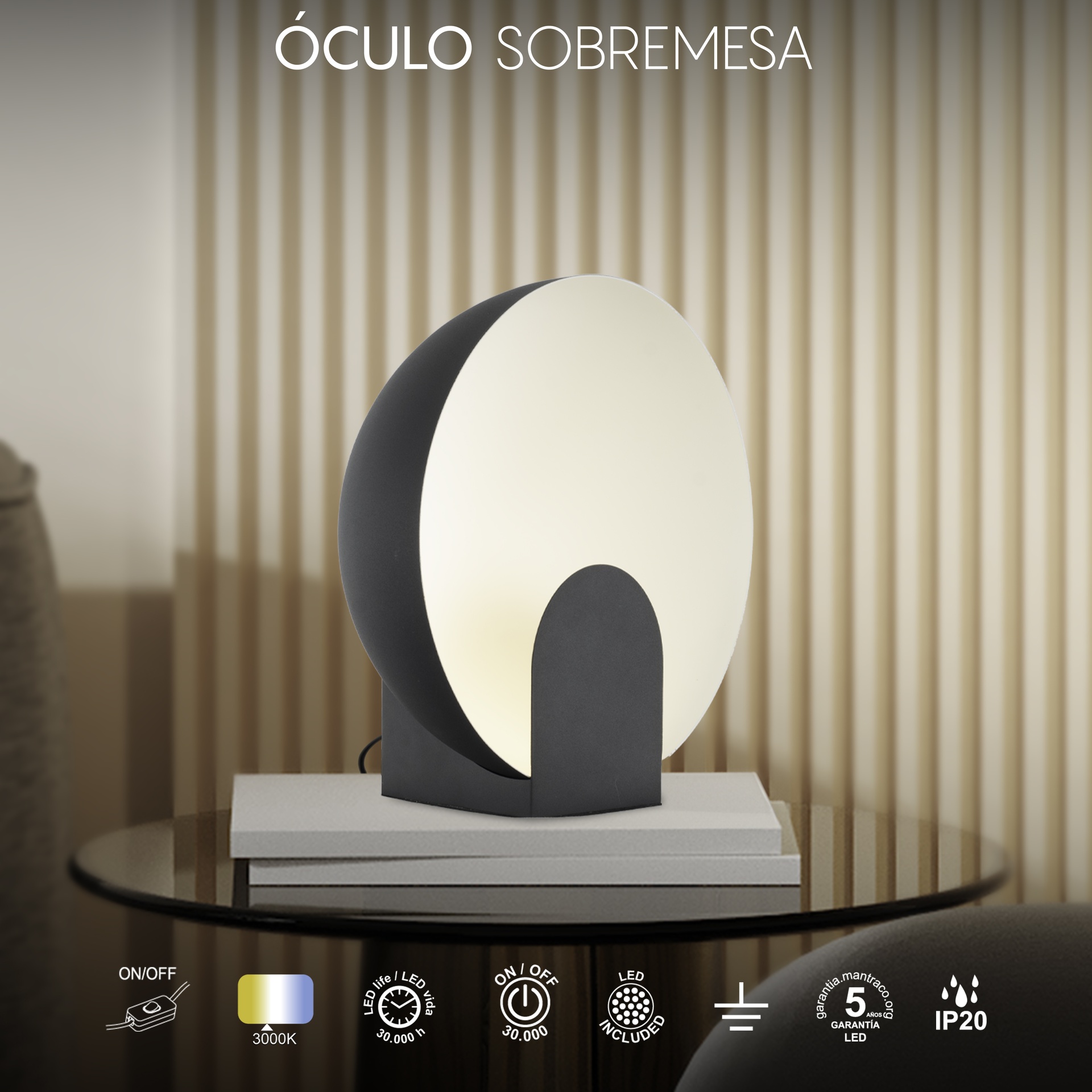 OCULO * LED TABLE LAMP (LARGE)  - BLACK