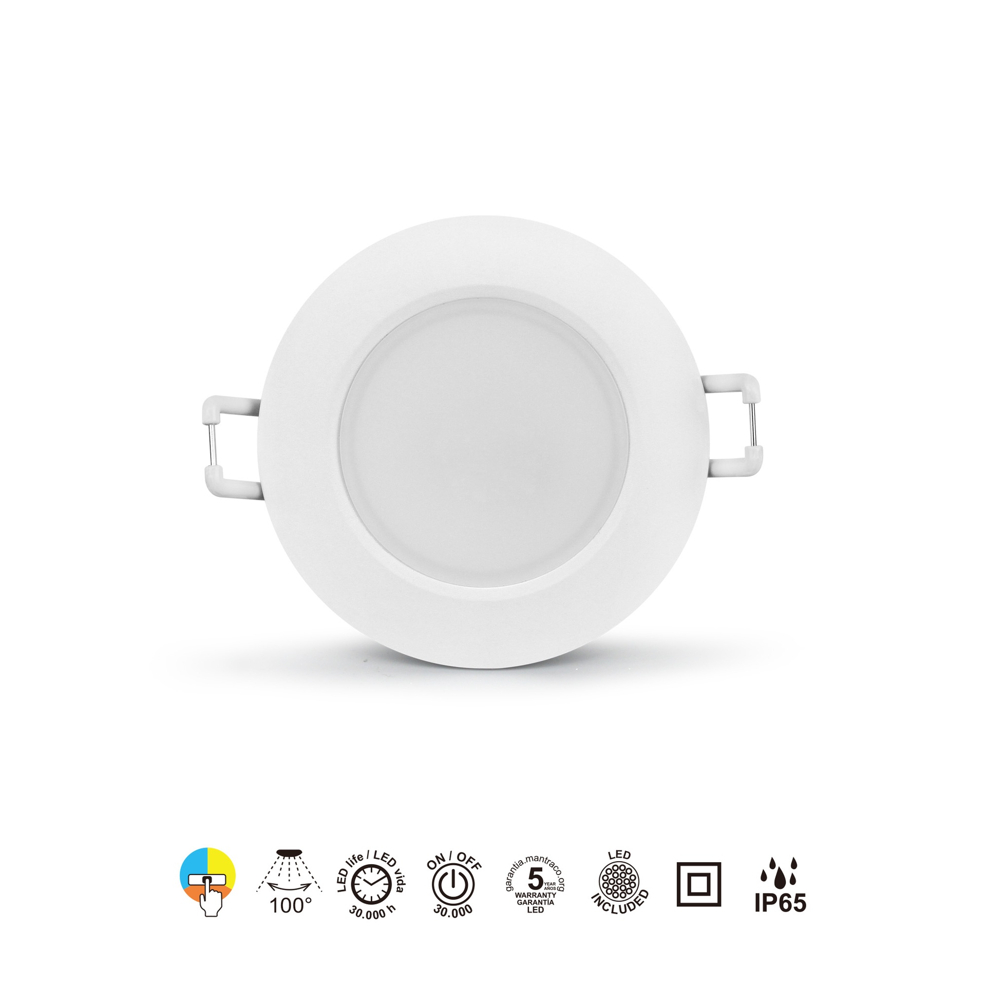YUCATAN * LED RECESSED WHITE  IP65 - 6,5W - CCT