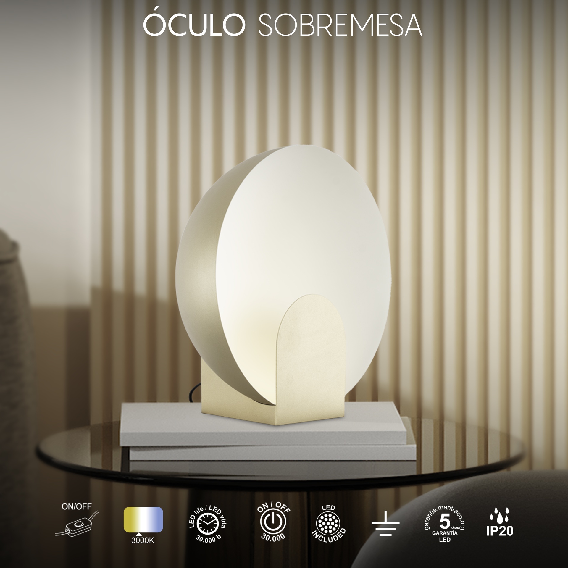 OCULO * DA TAVOLO LED GRANDE - ORO